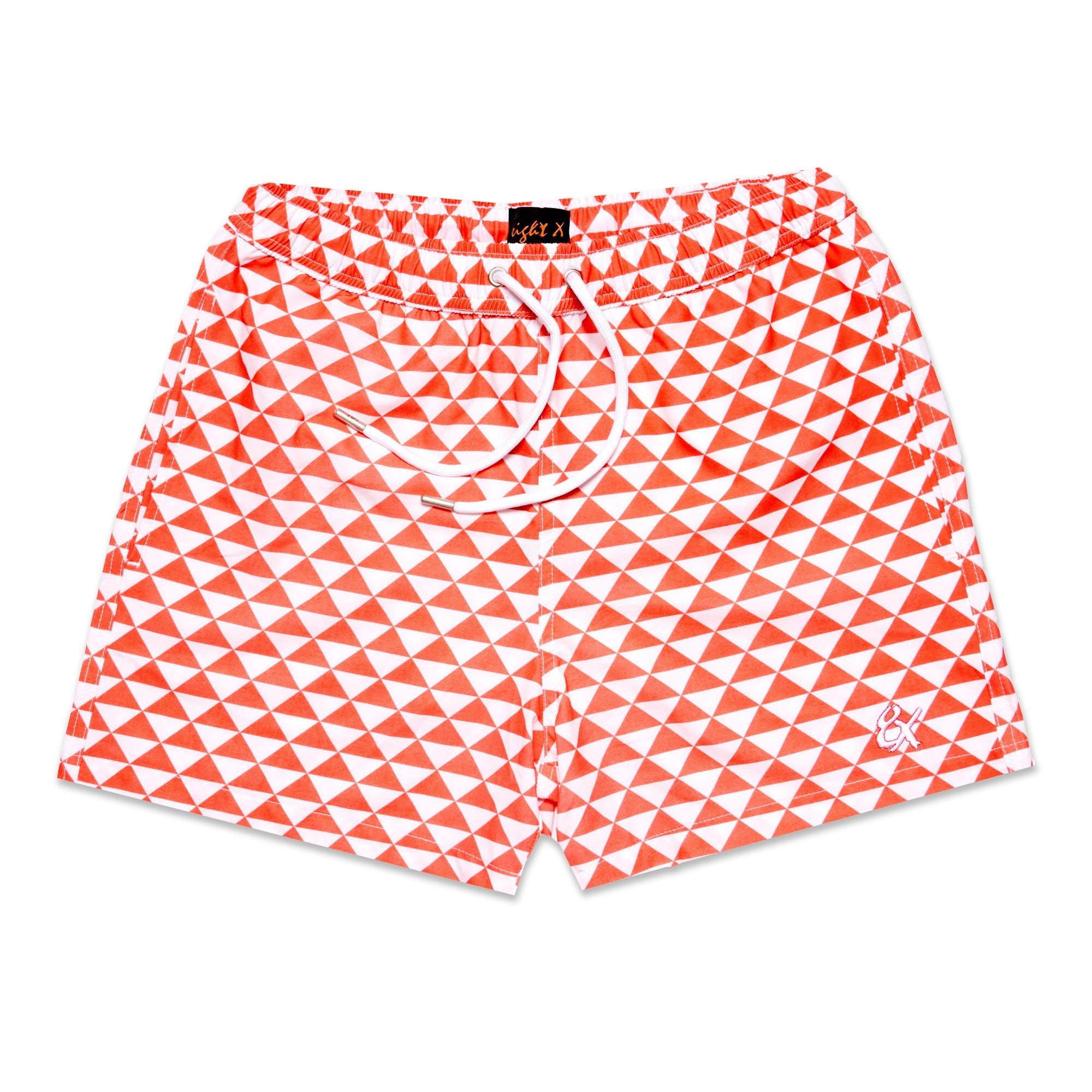 Eight X Men's White / Red Triangle Breeze Swim Trunks In White/red