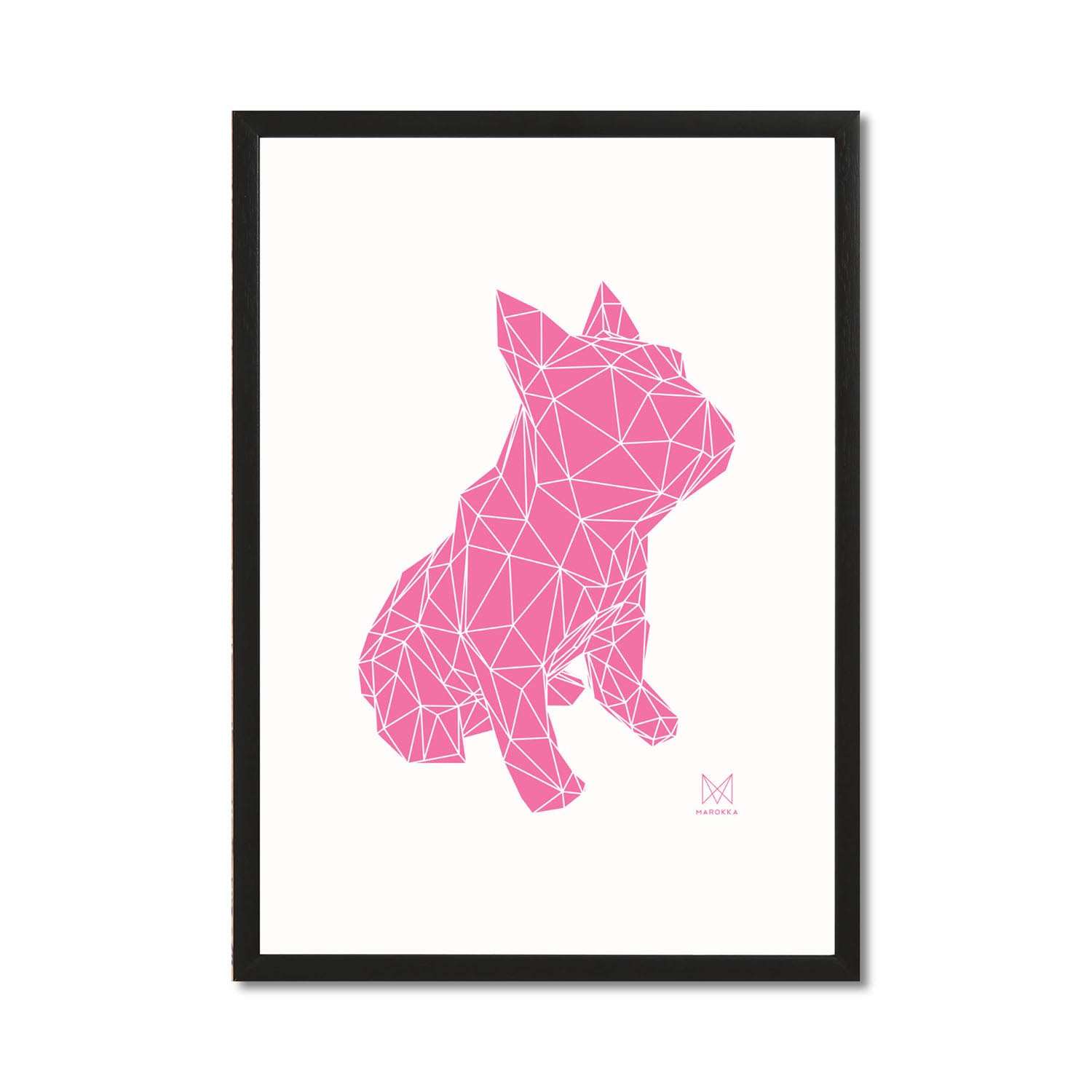 Marokka Design French Bulldog Geometric Print - Frank Pink On White In Pink