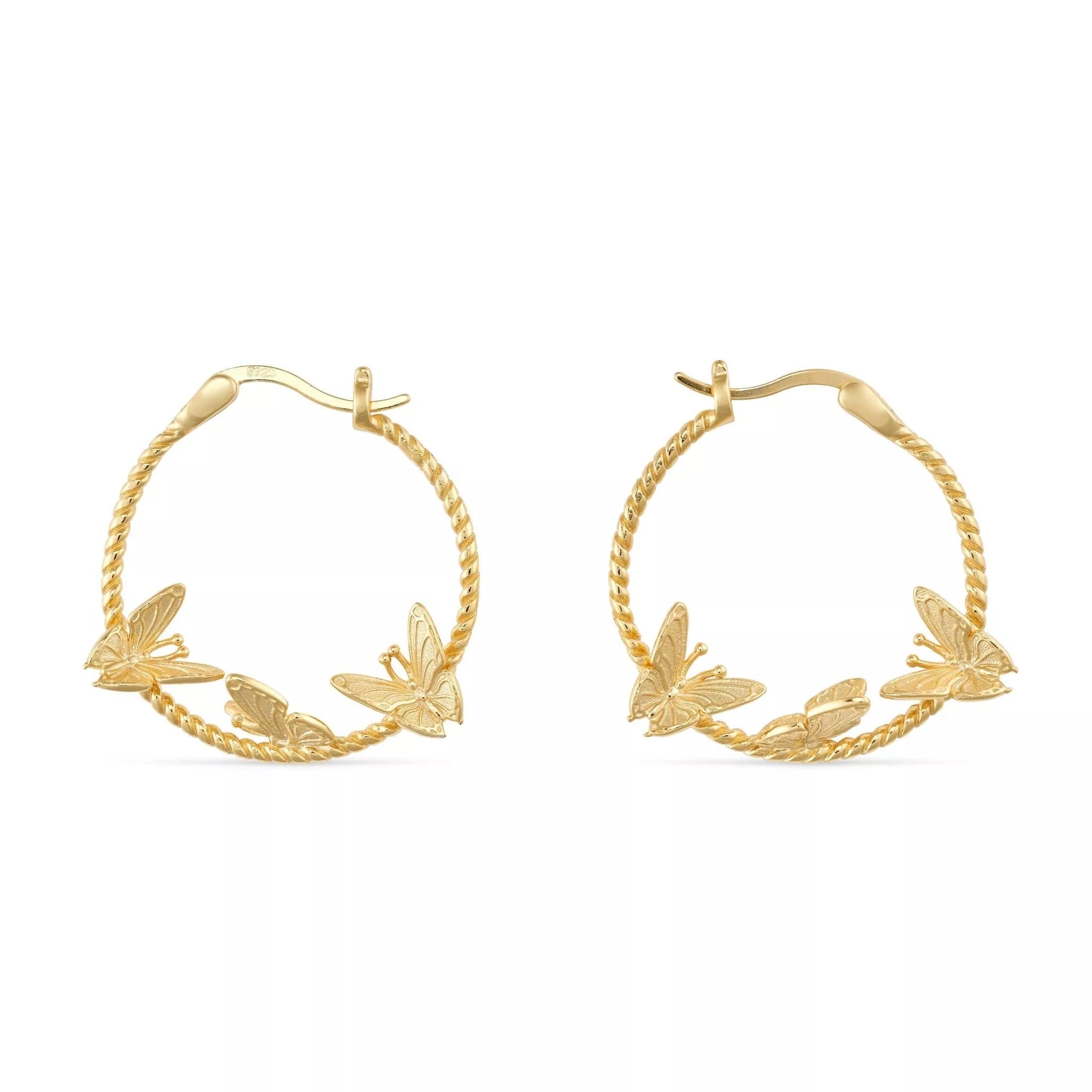 Women’s Chunky Oval Gold Butterfly Hoops Elk & Bloom - Everyday Fine Jewellery