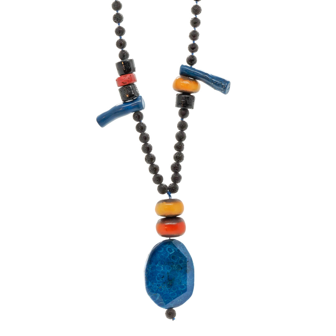 Women’s Yellow / Orange / Black Bohemian Beaded Unique Long Necklace-Black Ebru Jewelry