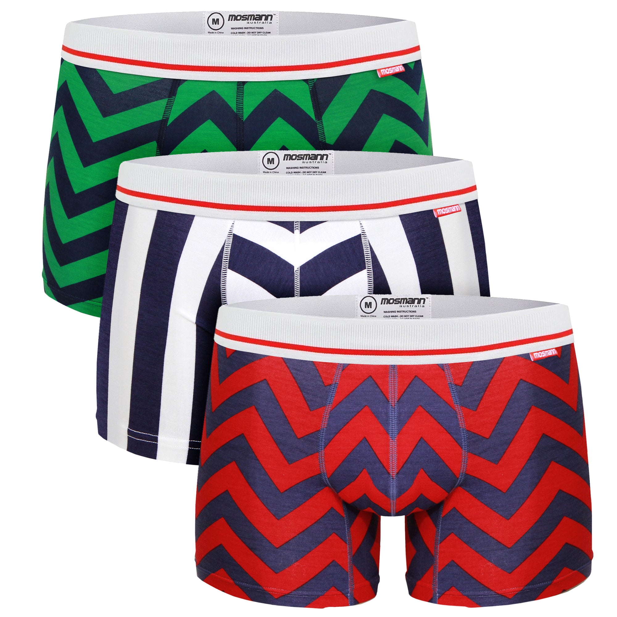 Men’s Green / Blue Three Pack Bamboo Trunks - Fusion Extra Large Mosmann Australia