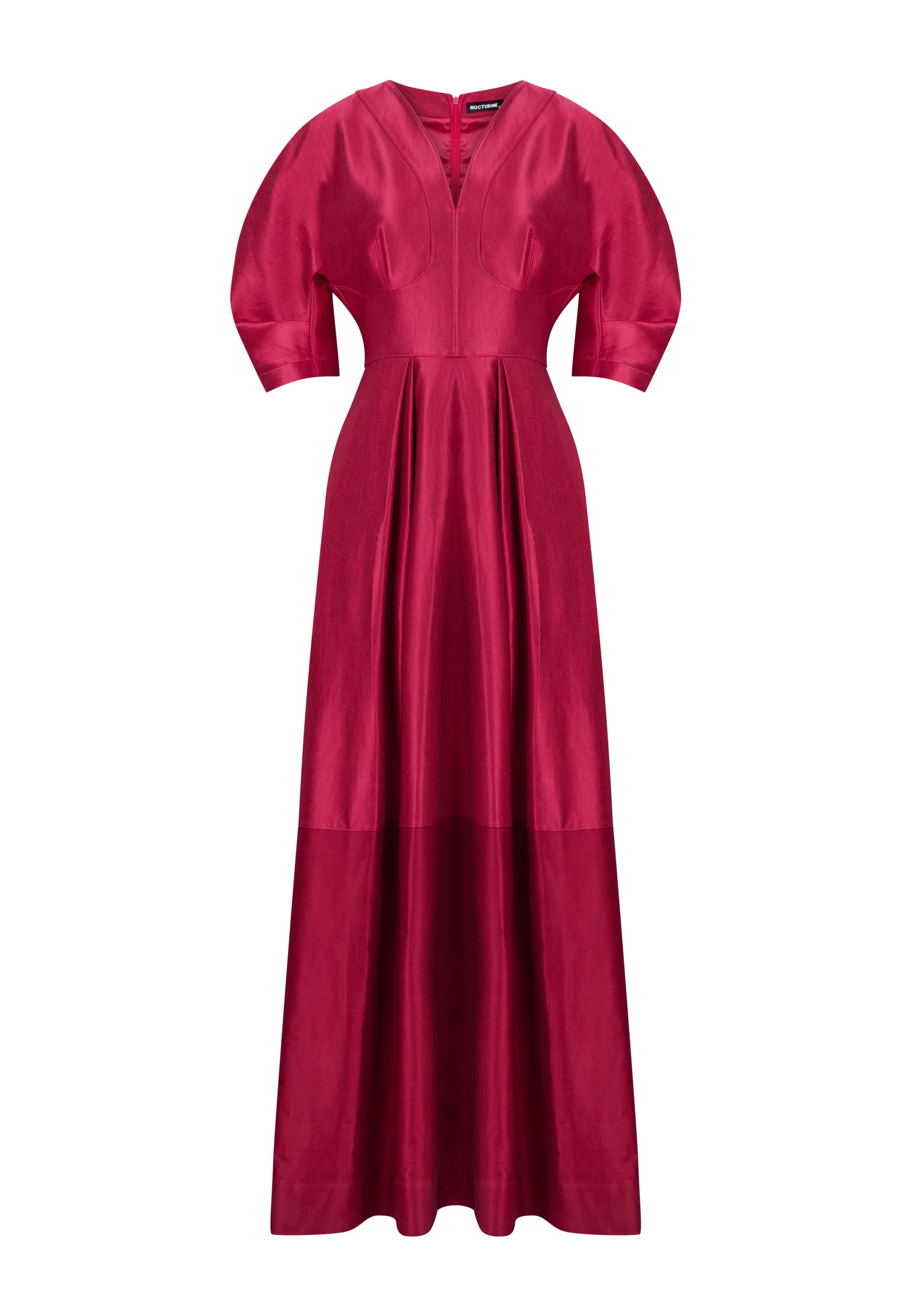 Balloon Sleeve Satin Midi Dress | NOCTURNE | Wolf & Badger