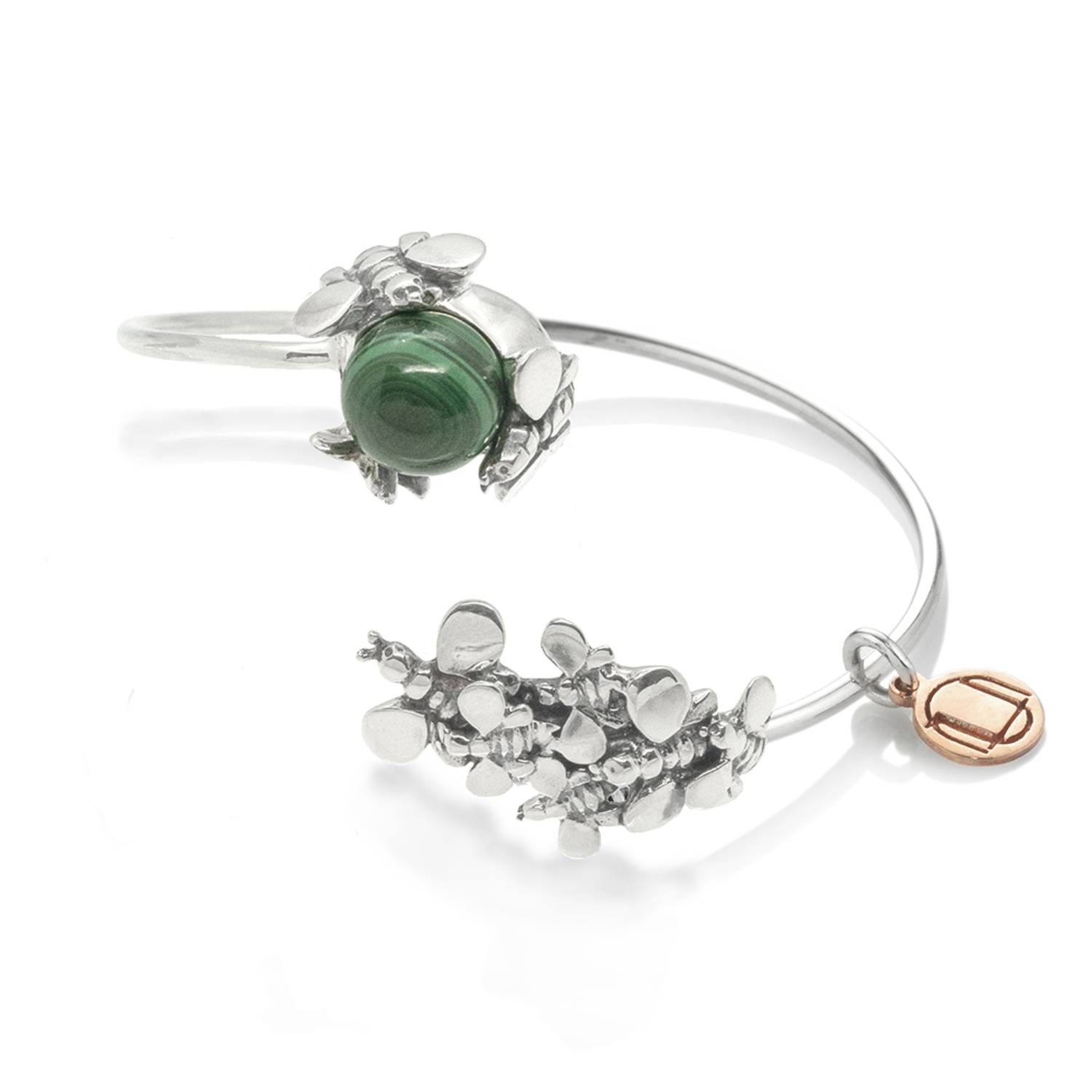 Women’s Black Natural Queen Bracelet In Sterling Silver, With Natural Malachite Unaloe