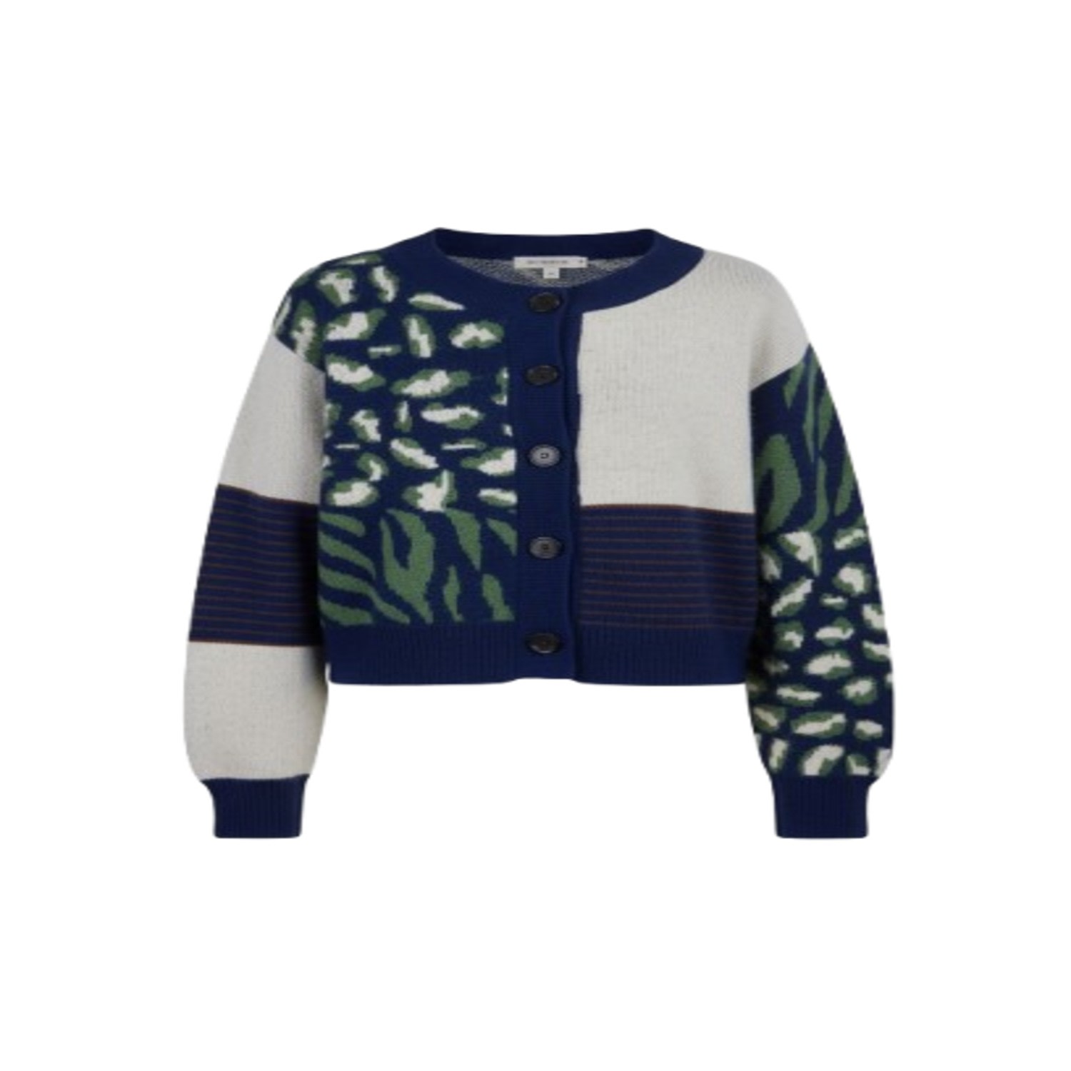 Saachi Women's Blue / White Multi Patterned Tie-back Cardigan In Gray