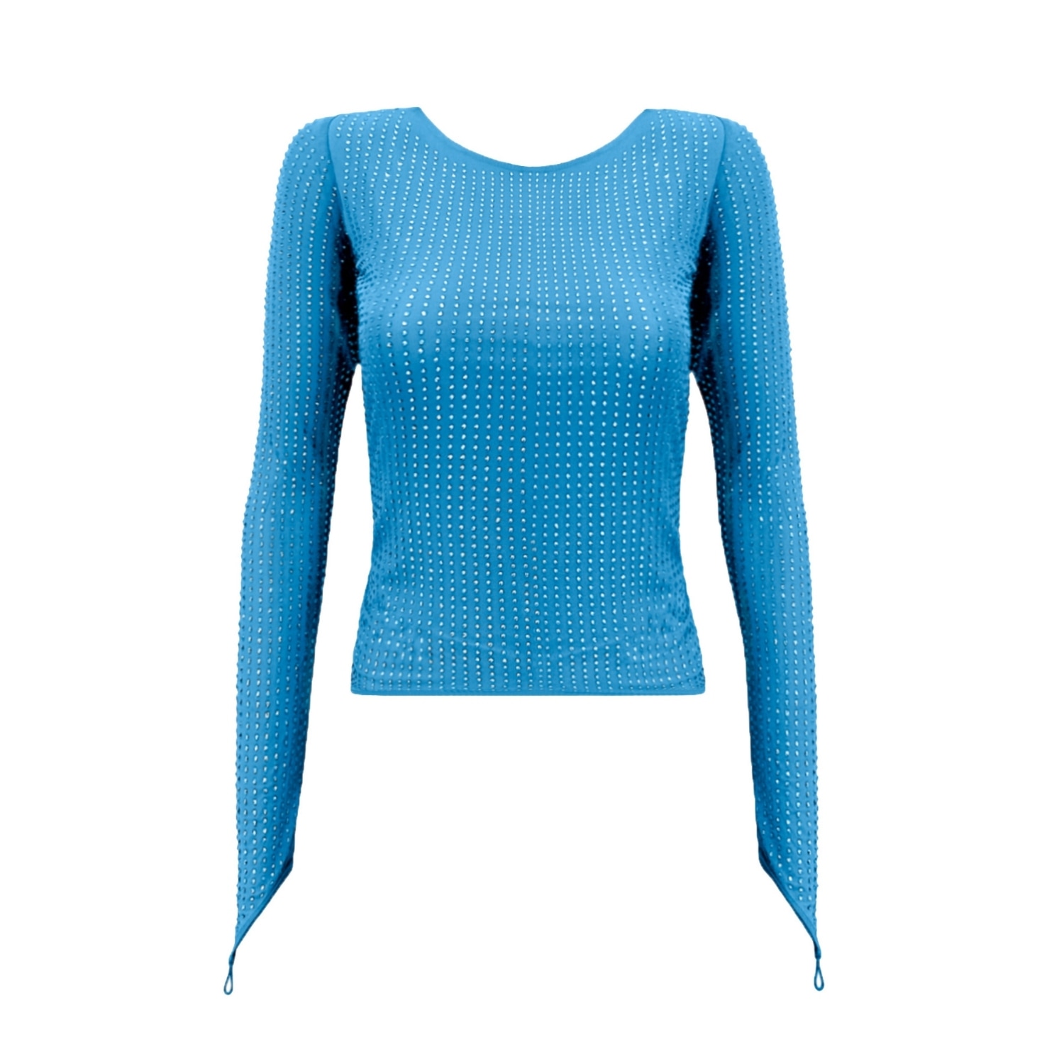 Ow Collection Mesha Rhinestone Blouse In Blue