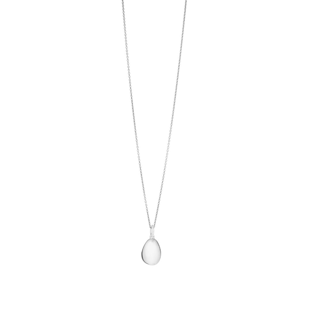 Women’s Recognised Sterling Silver Smooth Pebble Popon Pendant & Thick Chain Necklace