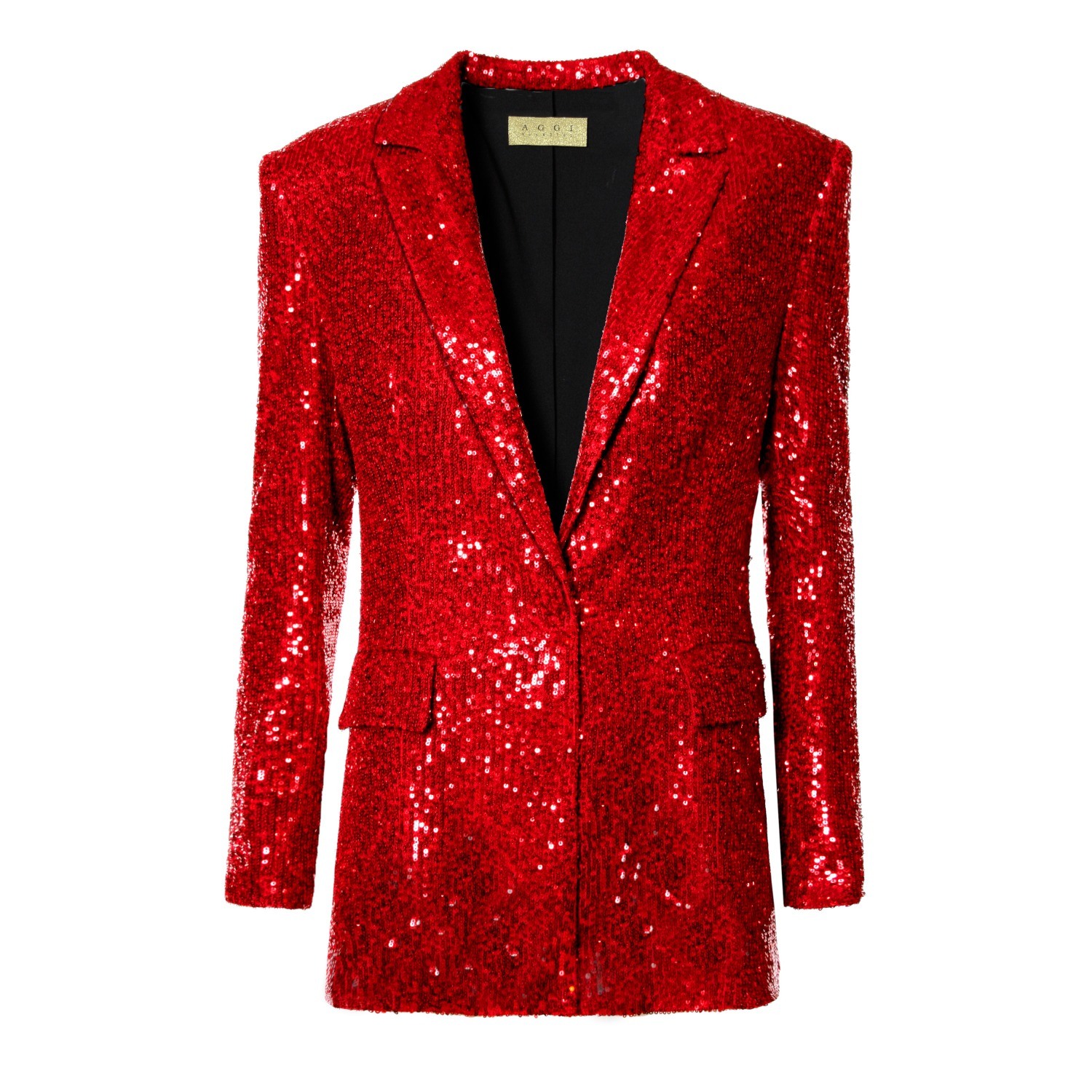 Women’s Red Holy Brilliant Ruby Sequin Blazer Medium Aggi