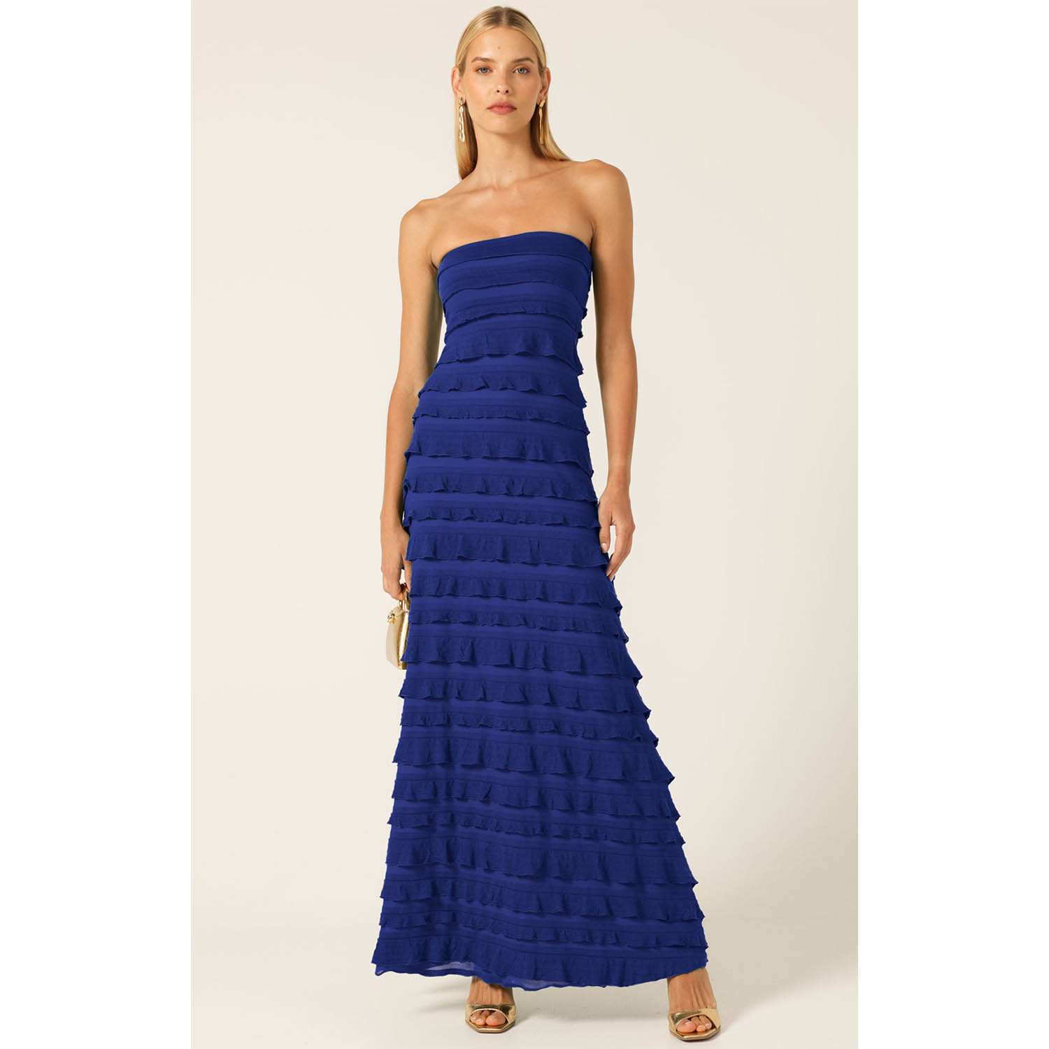 Maddison Strapless Stretch Jersey Dress In Sapphire | SACHA DRAKE