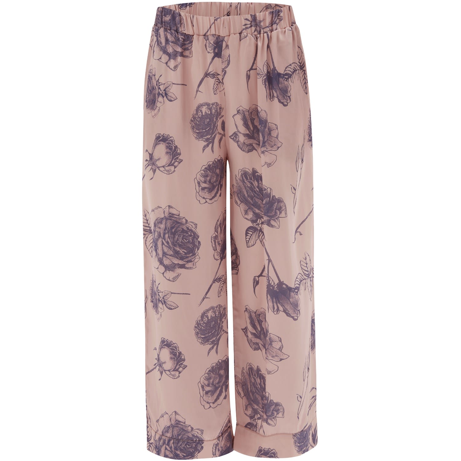 Rosa Trouser Rose Patterned Pocket Satin Women’s Culotte Trousers - Dark Powder/Purple L/Xl Peraluna