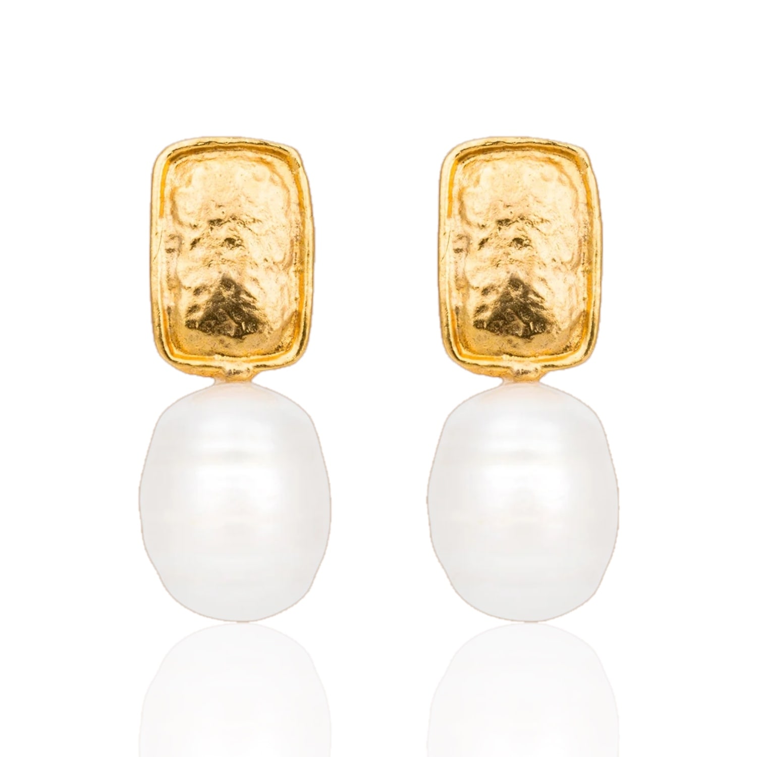 Kybele Studio Women's Gold / White Baroque Pearl Gold Stud Earrings