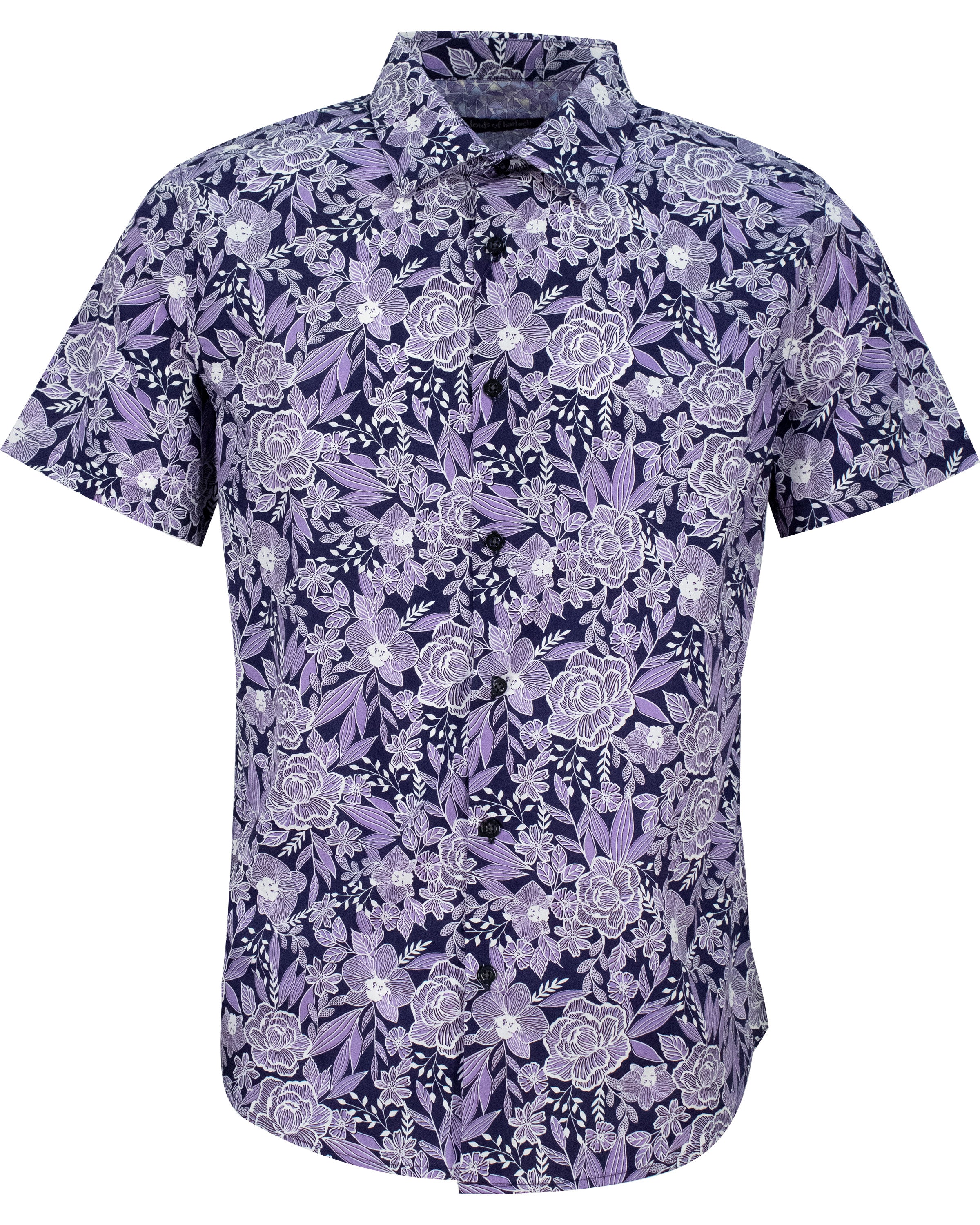 Lords Of Harlech Scott Handcut Floral Shirt In Pink/purple