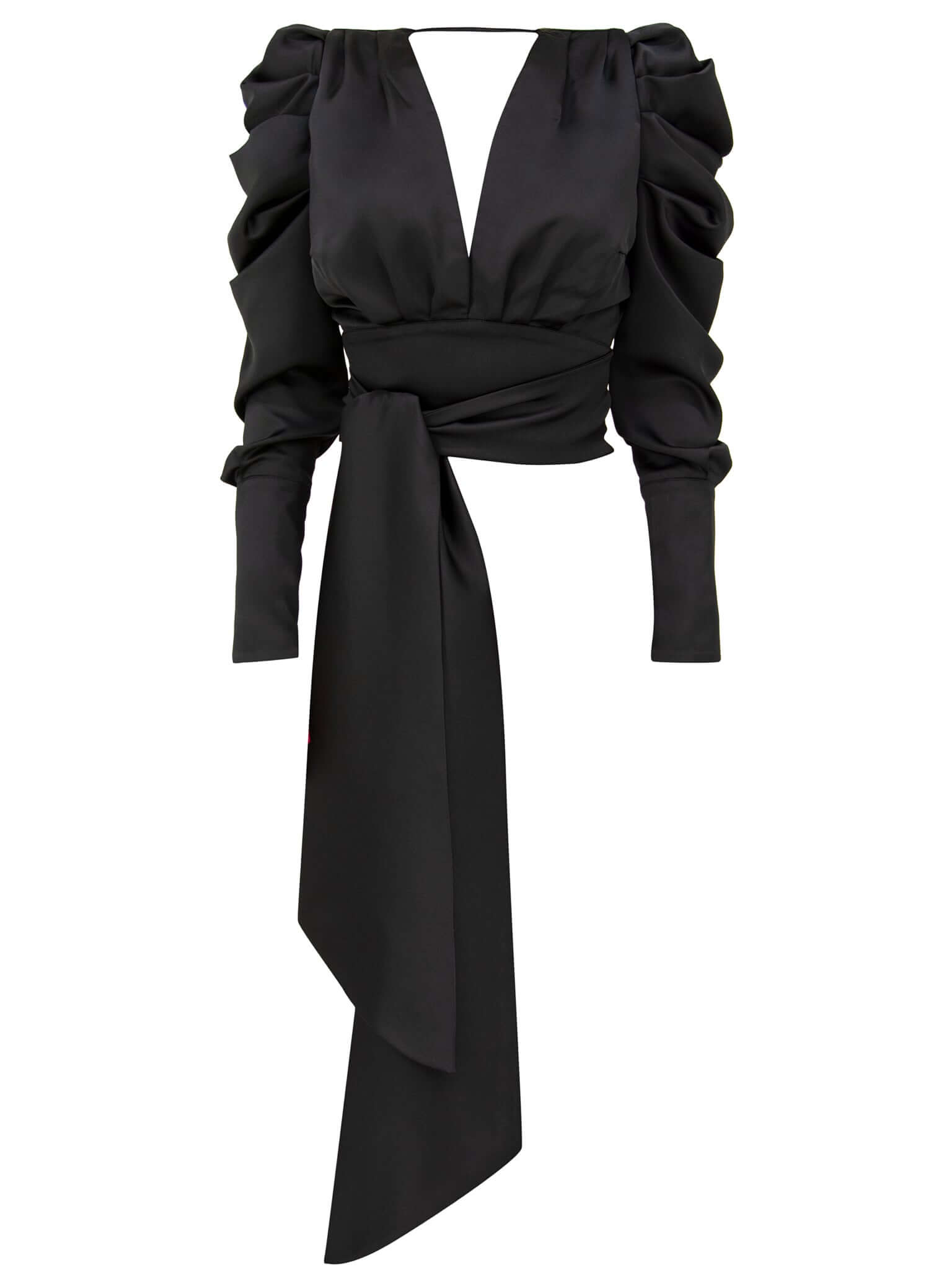 Tia Dorraine Women's Edge Of Desire Open-back Satin Shirt, Black In Black