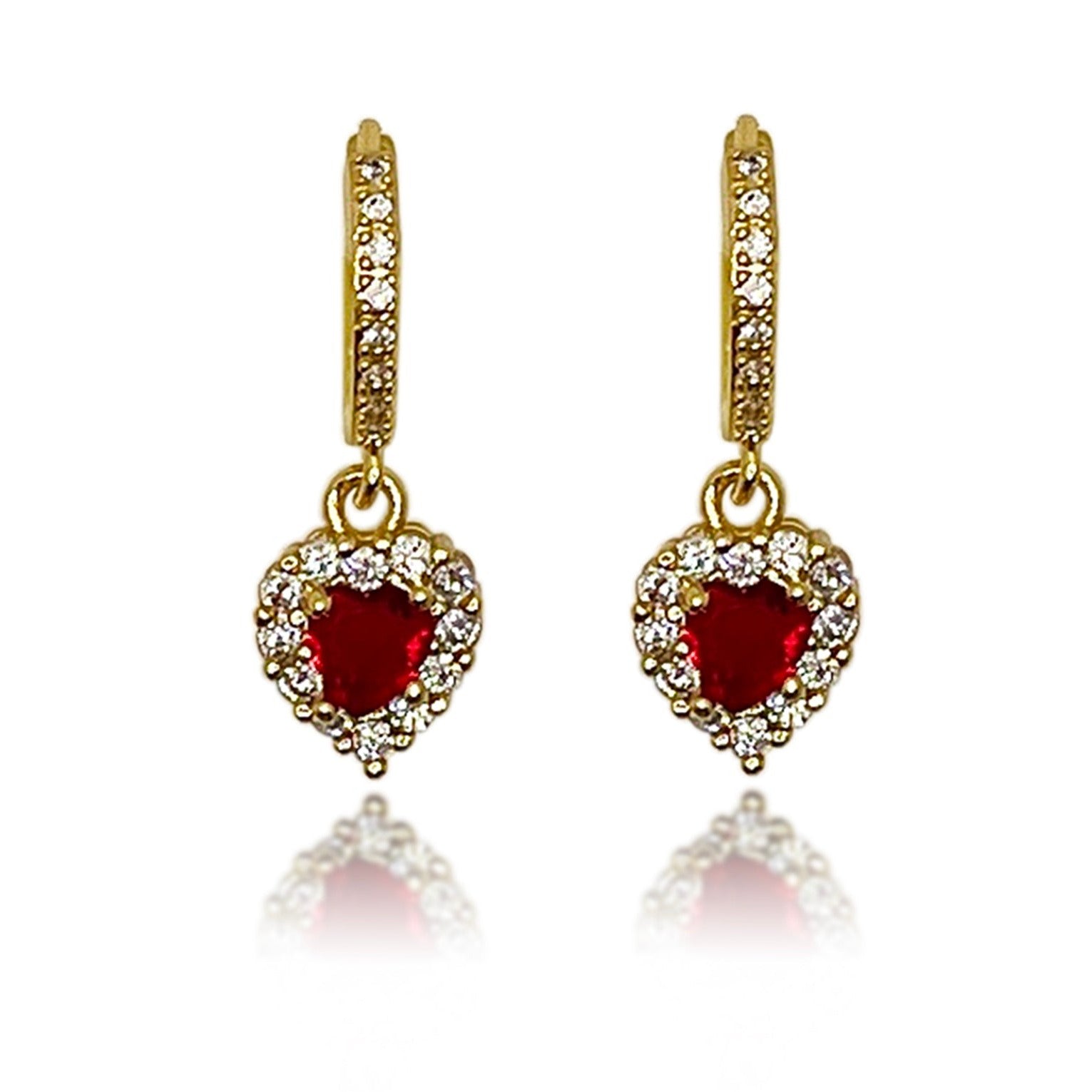 Women’s Red Celestial Heart Gems Earrings Ninemoo