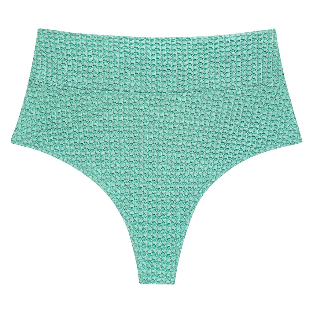 Montce Swim Women's Blue Turquoise Crochet Added Coverage High Rise Bikini Bottom In Green