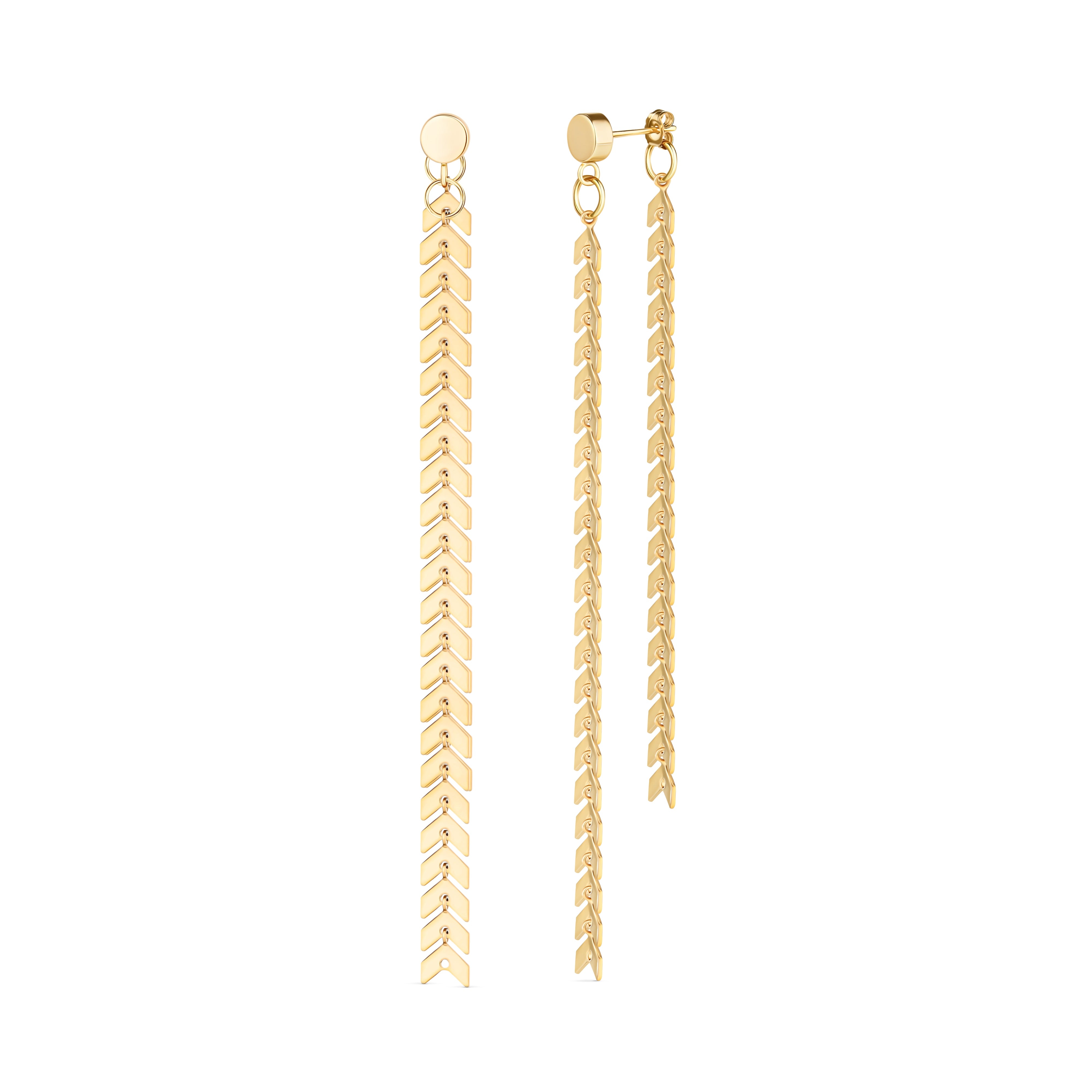 Rejected Hearts Club Women's Elegante Gold Chevron Dangle Earrings In Gold