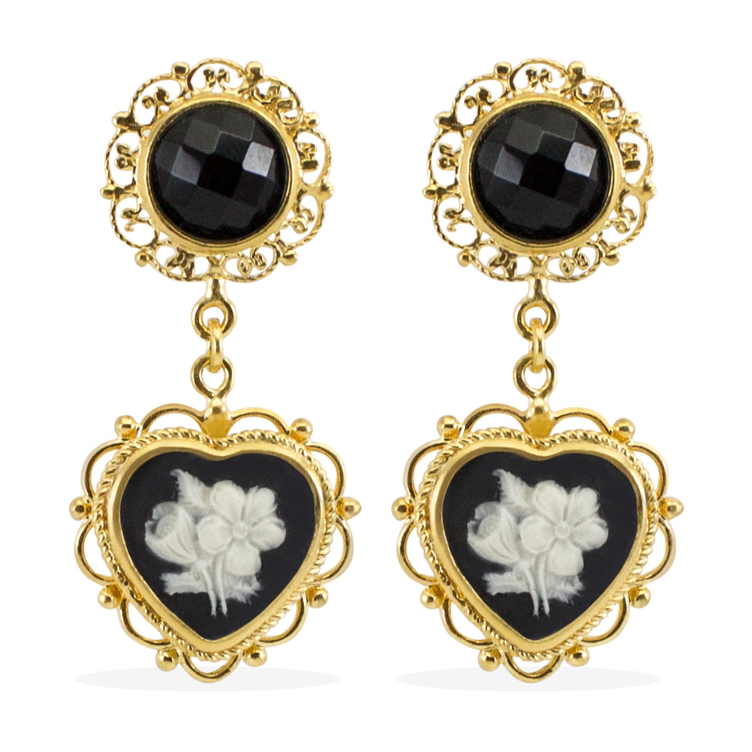 Women’s Gold Bouquet Cameo Earrings Vintouch Italy