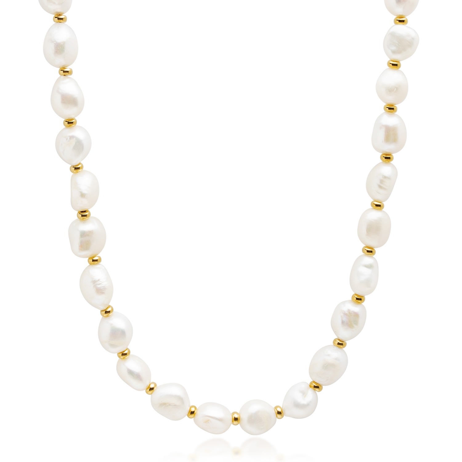 White Men’s Baroque Pearl Choker With Gold Beads Nialaya