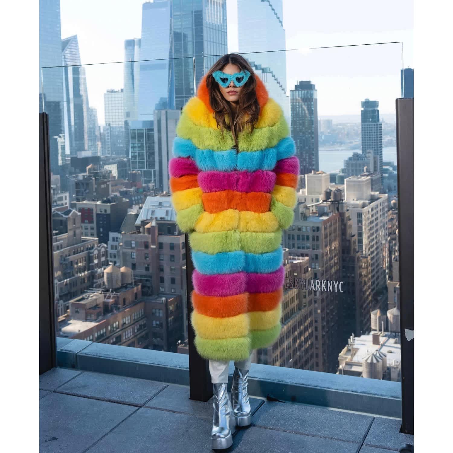 Over The Rainbow Faux Fur Coat | HARMONIA NY | Wolf & Badger
