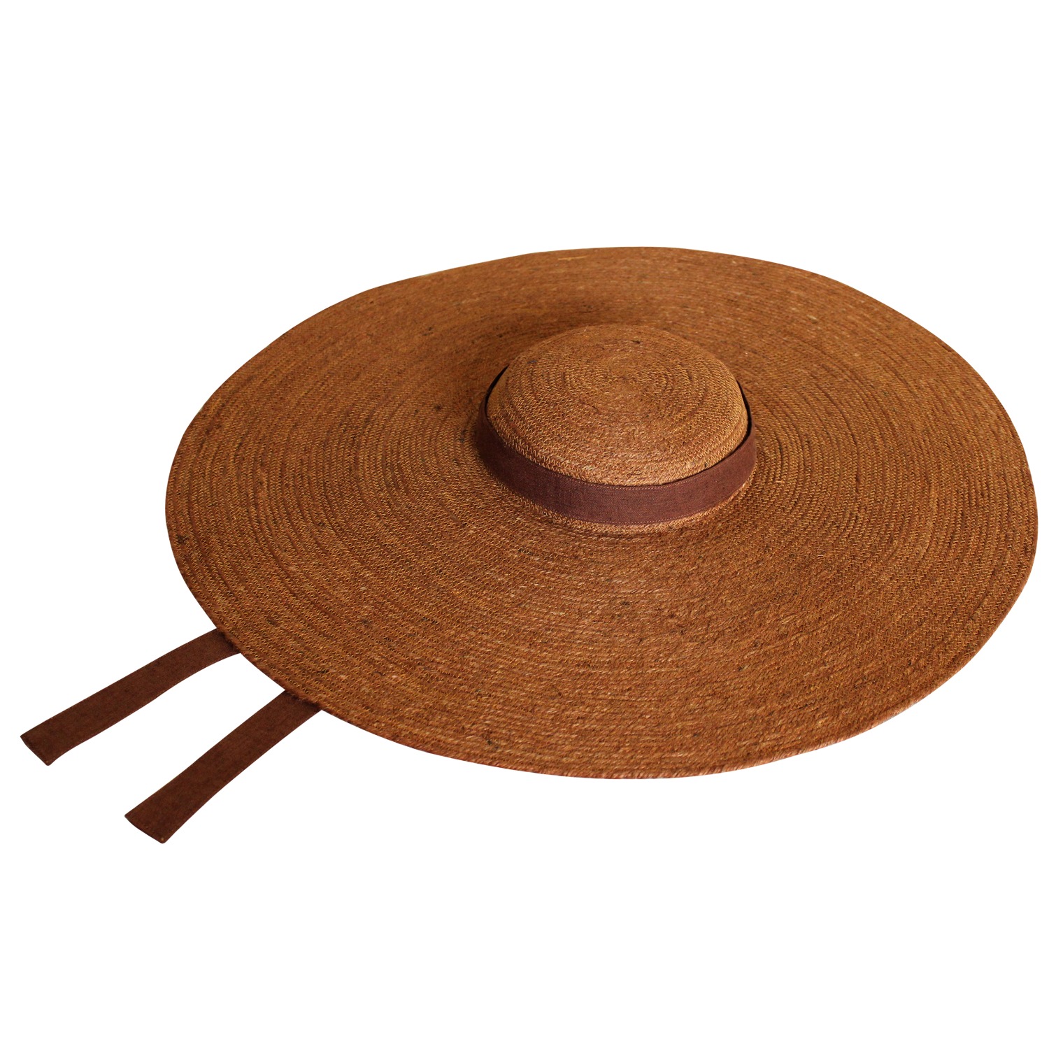 Lehfeldt Brooklyn NY Hat Natural Straw Wide Brim Hat Brown Ribbon Bamboo Buckle Eric Javitz Straw Hat Orange Brown main image 2