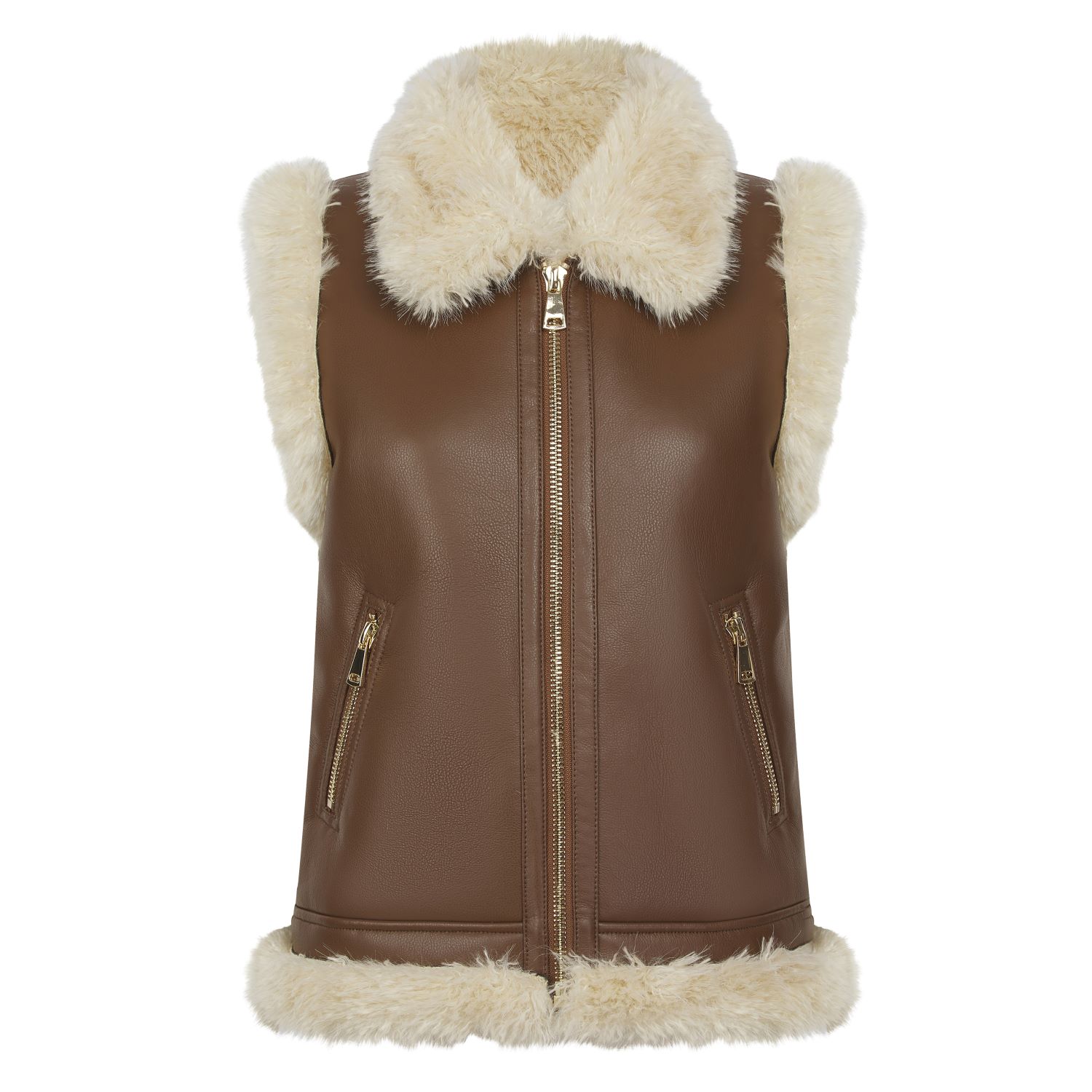 Nooki Design Women's Neutrals / Brown Devina Biker Gilet In Tan In Brown