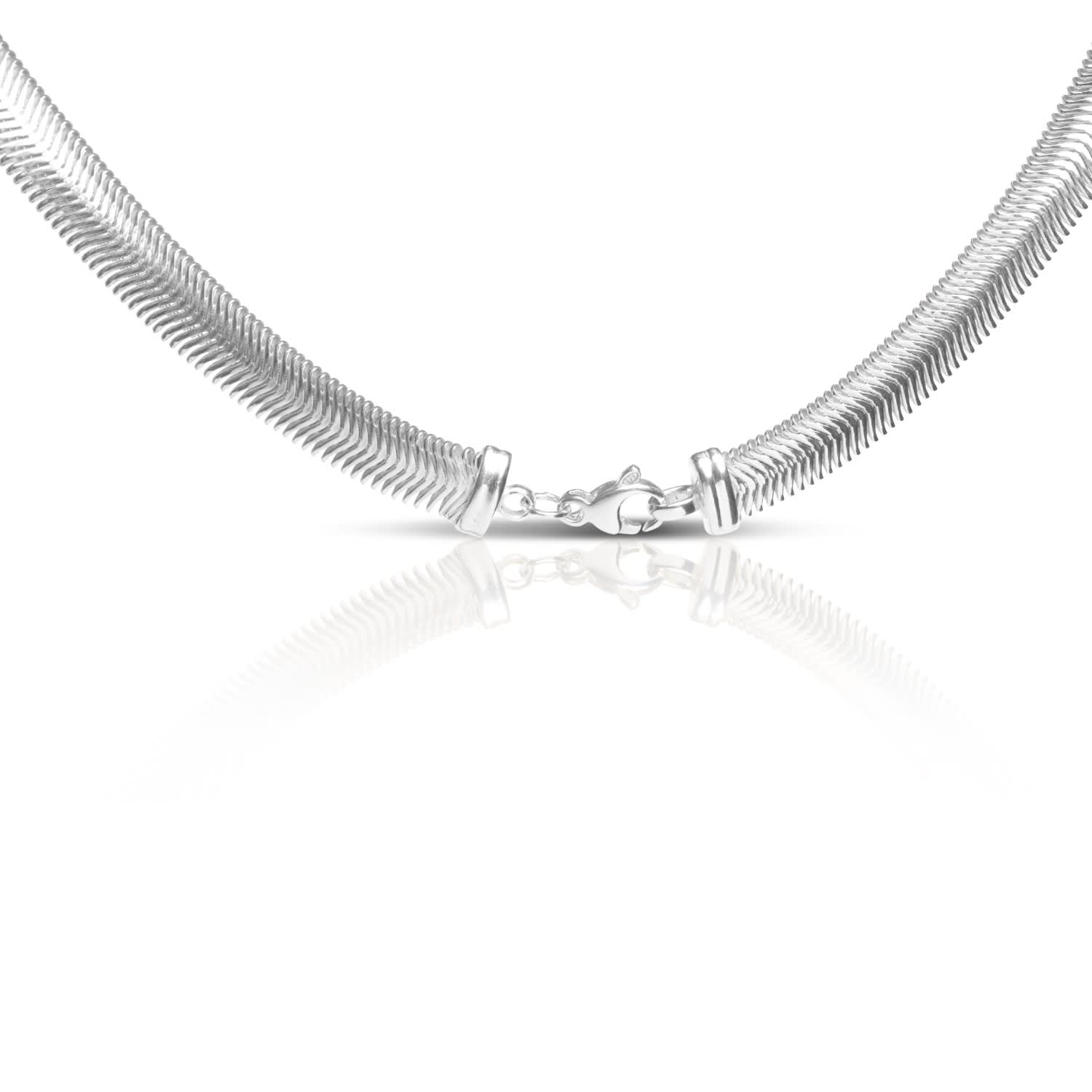 Kursal man sterling silver flat snake chain necklace 10mm