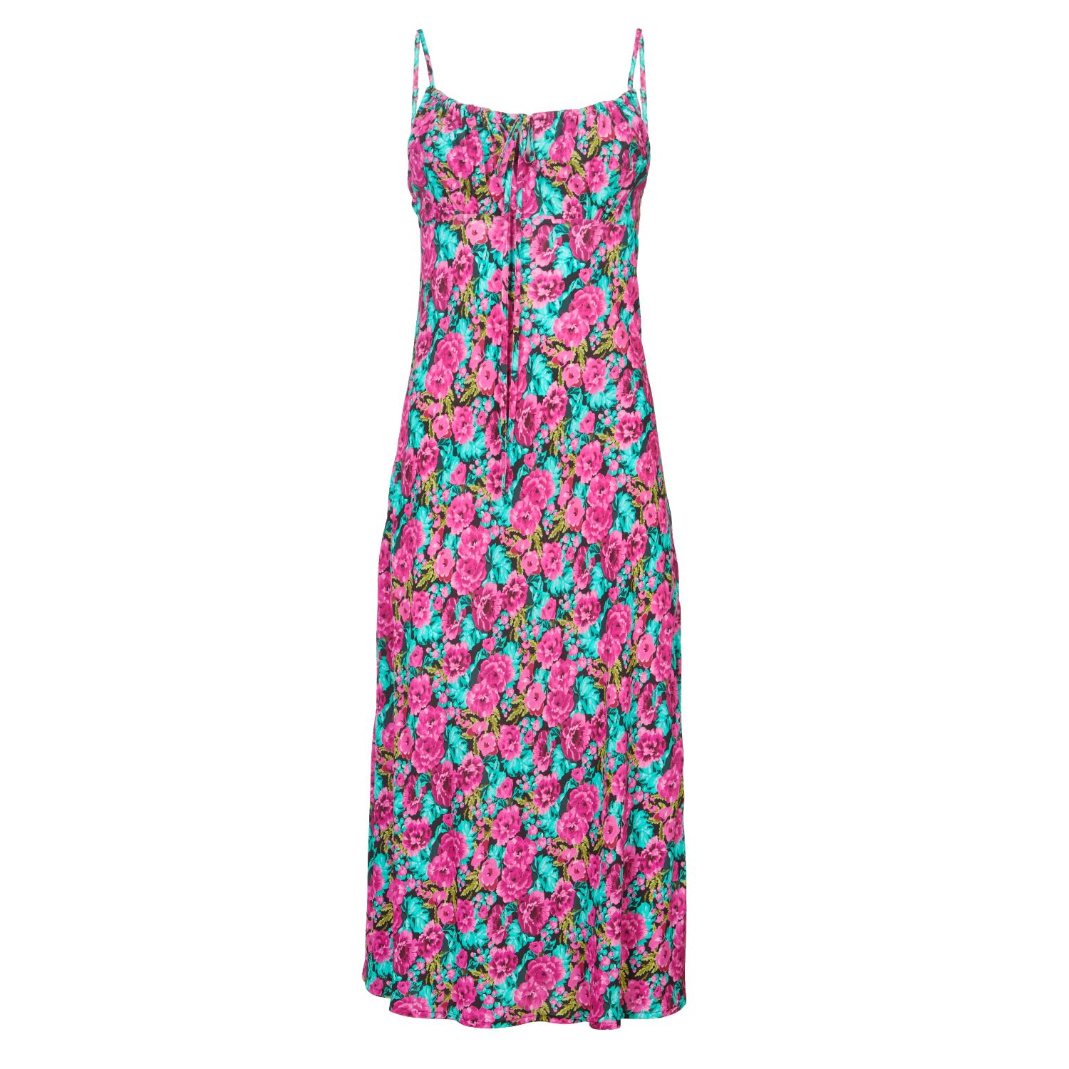 Women’s Pink / Purple The Ivy Bias Strappy Midi Dress In Pink Floral XXL Lavaand