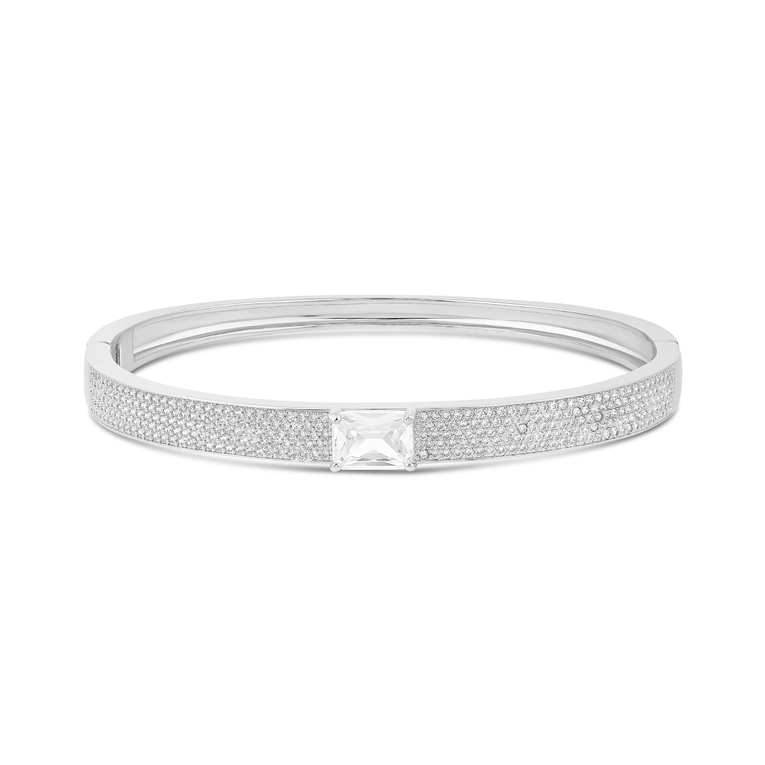 Shymi Women's Pave Bangle With Stone - Silver In Silver
