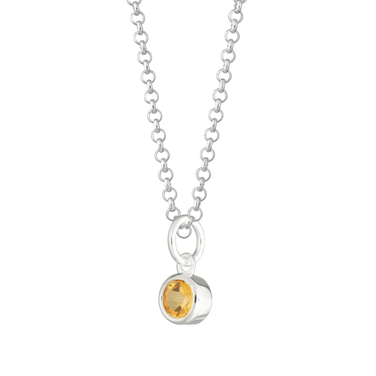 Women’s Sterling Silver November Birthstone Necklace - Citrine Lily Charmed