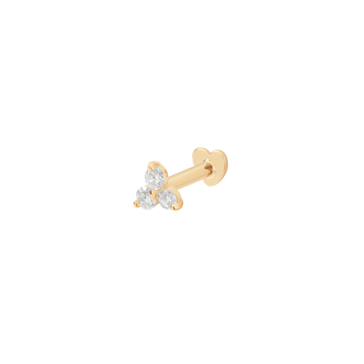 Vanchi Women's 14k Solid Yellow Gold Lab-grown Diamond Trinity Flat Back Stud In Gold