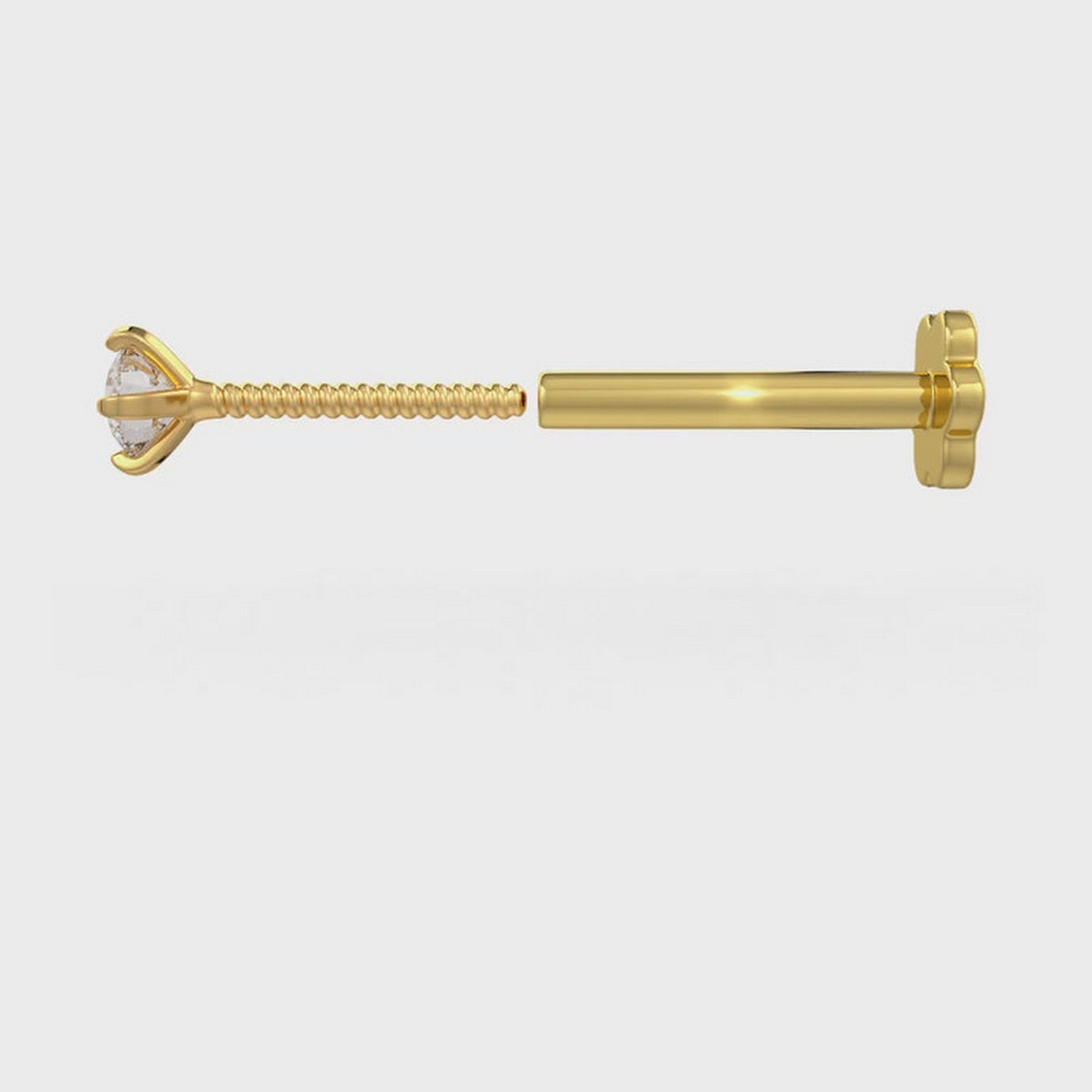 Cervin Blanc Women's Yellow Gold Solitaire Diamond Nose Stud Pin Vs Piercing In Yellow
