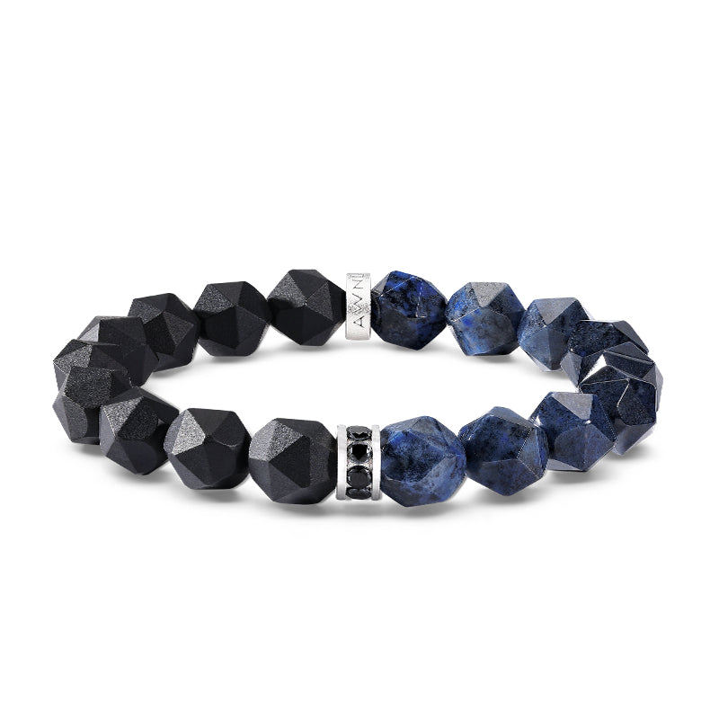 Men’s Blue / Black Poseidon Onyx & Dumortierite Beaded Bracelet Awnl