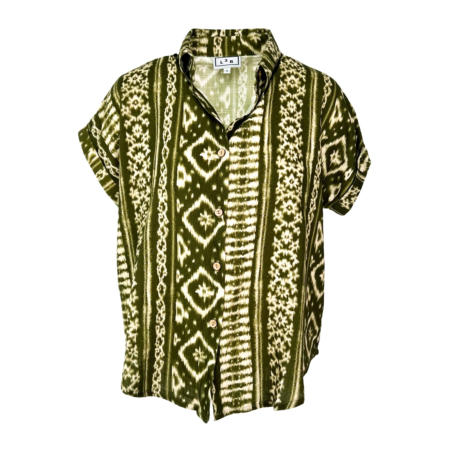 L2r The Label Women's Short-sleeved Linen Shirt - Essaouira Green