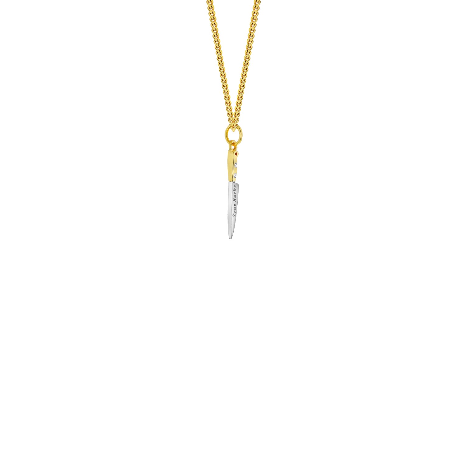True Rocks Men's Gold / Silver Mini Knife Pendant 18kt Gold-plating & Sterling Silver On Gold-plated Chain In Multi