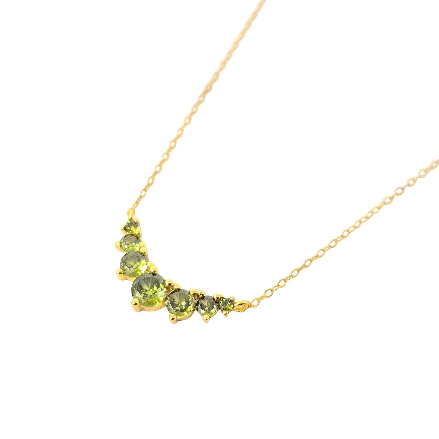 Harfi Women's Green / Gold Graduated Round Peridot Stones Gold Plated Necklace In Multi