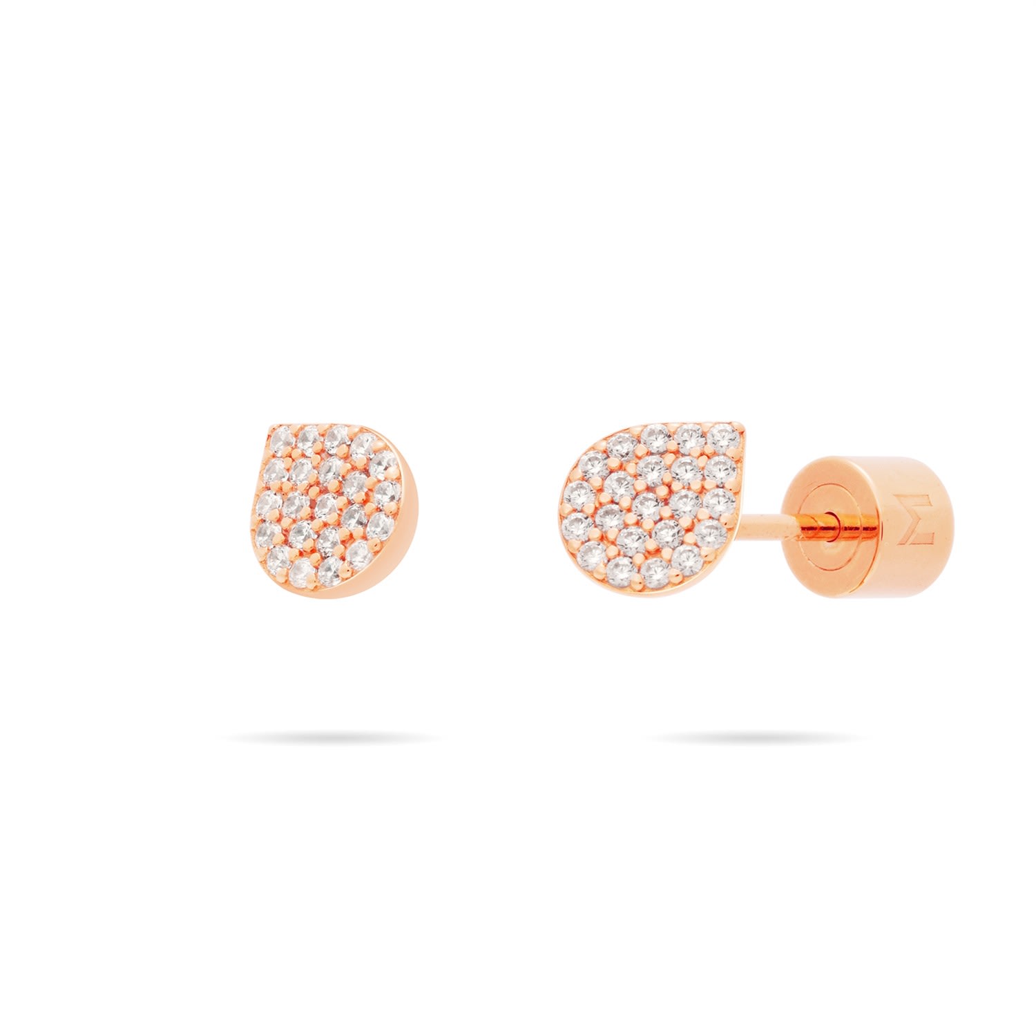 Meulien Women's Waterdrop Bud Stud Earrings With Pave Cz - Rose Gold