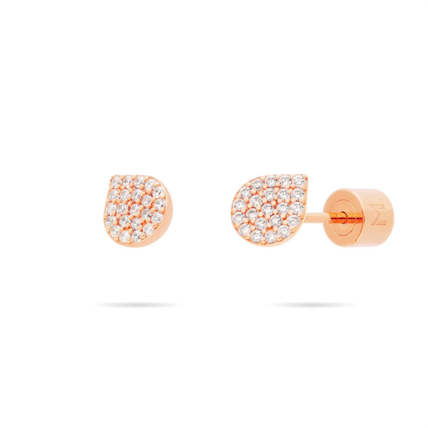 Women’s Waterdrop Bud Stud Earrings With Pave Cz - Rose Gold Meulien