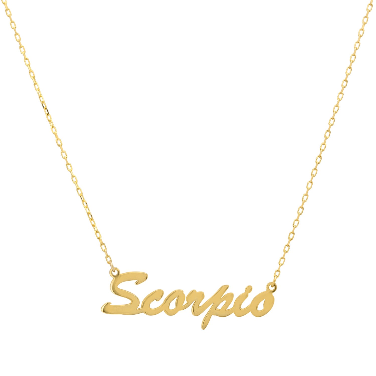 Women’s Zodiac Star Sign Name Necklace Gold Scorpio Latelita