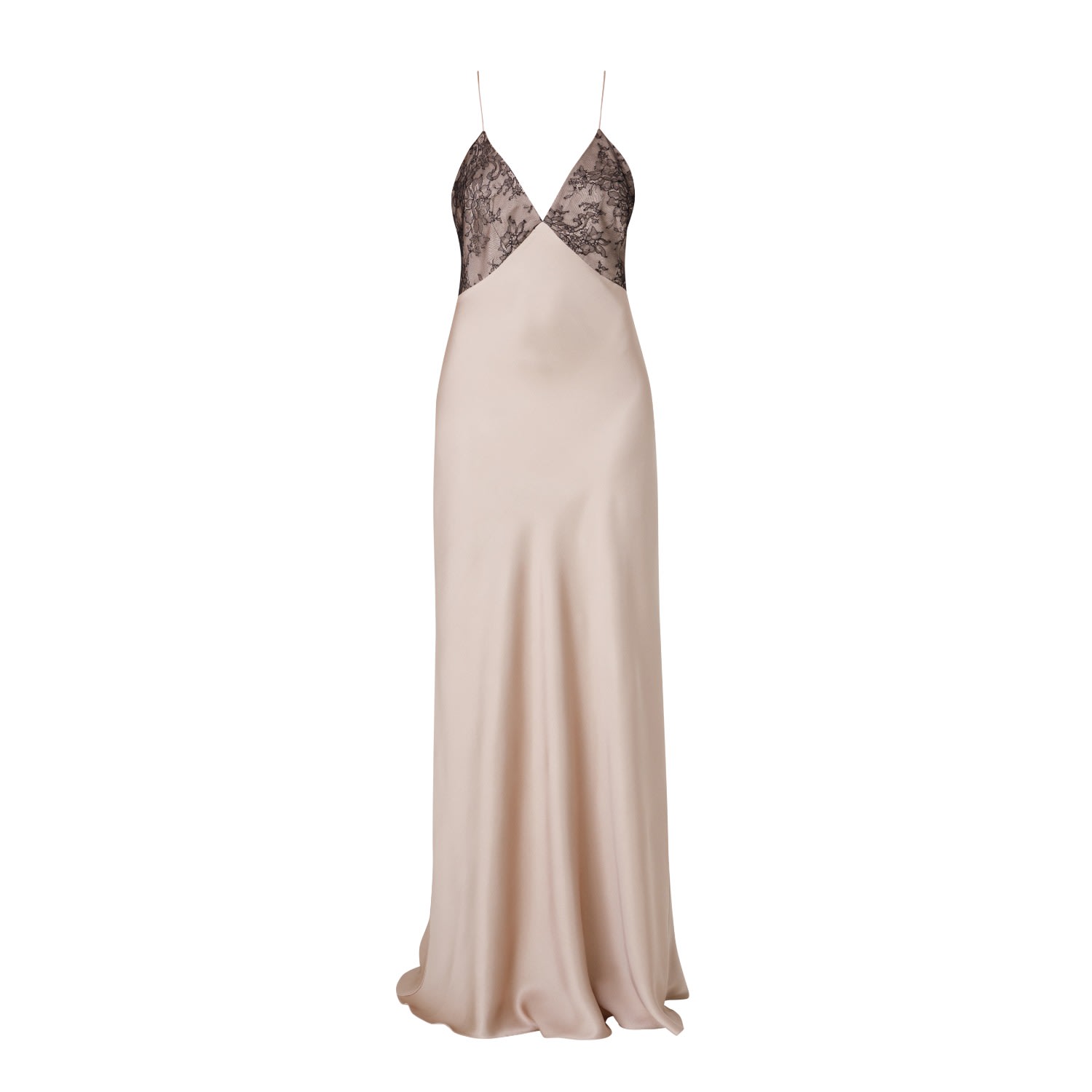 Il Volo Women's Neutrals Sienna Silk & Chantilly Slip Dress In Beige/black