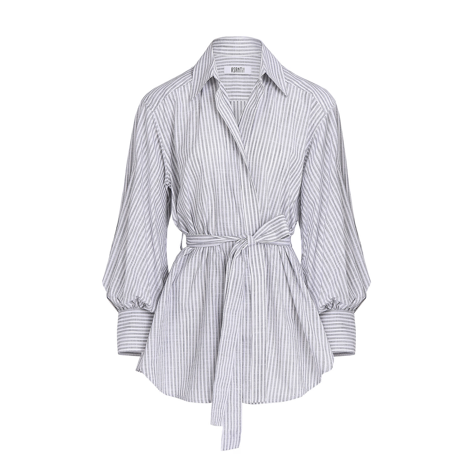 Women’s White Safi Wrap Shirt - Stripe Print Small Asantii