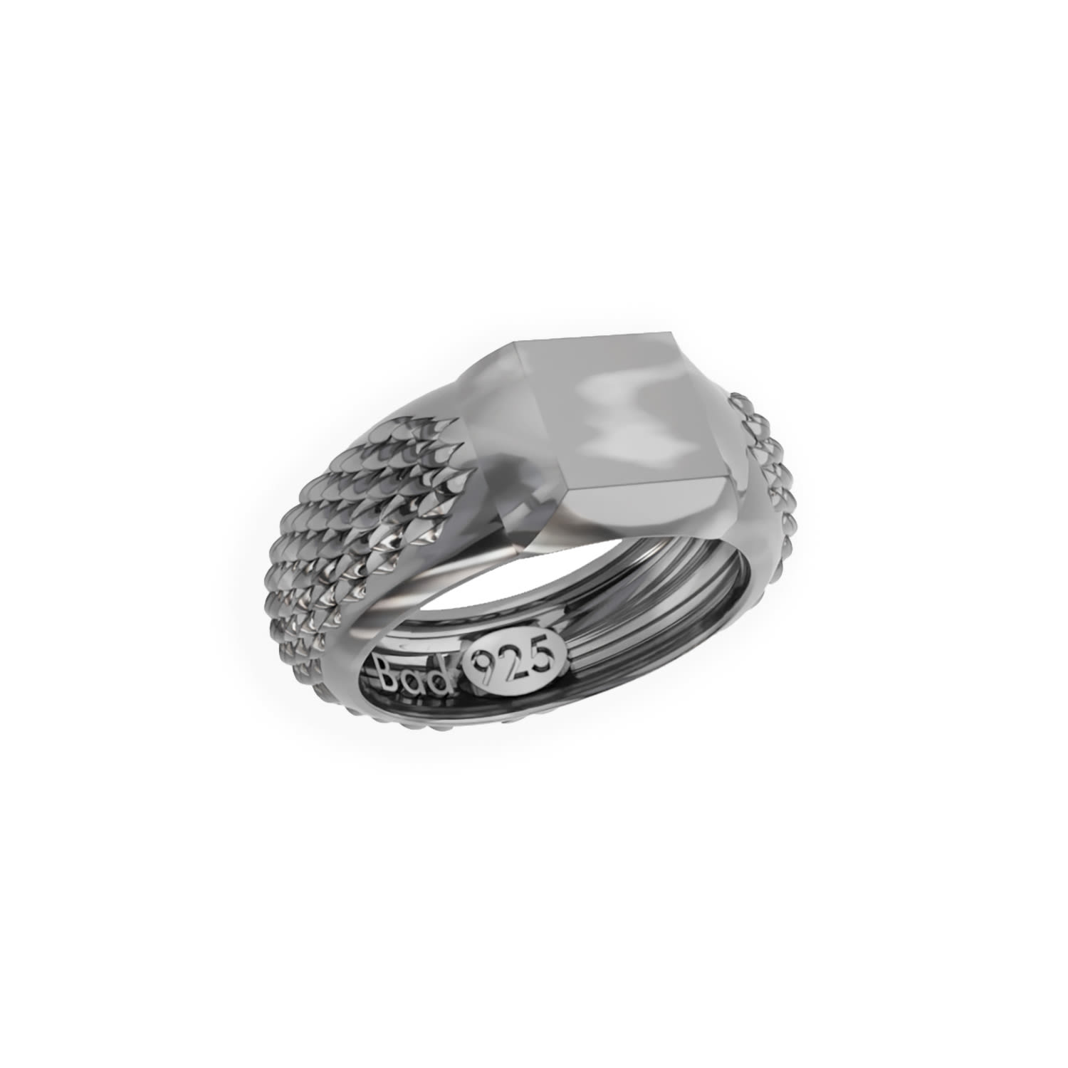 Bad Without Reason Men's Scales Signet Ring - Sterling Silver