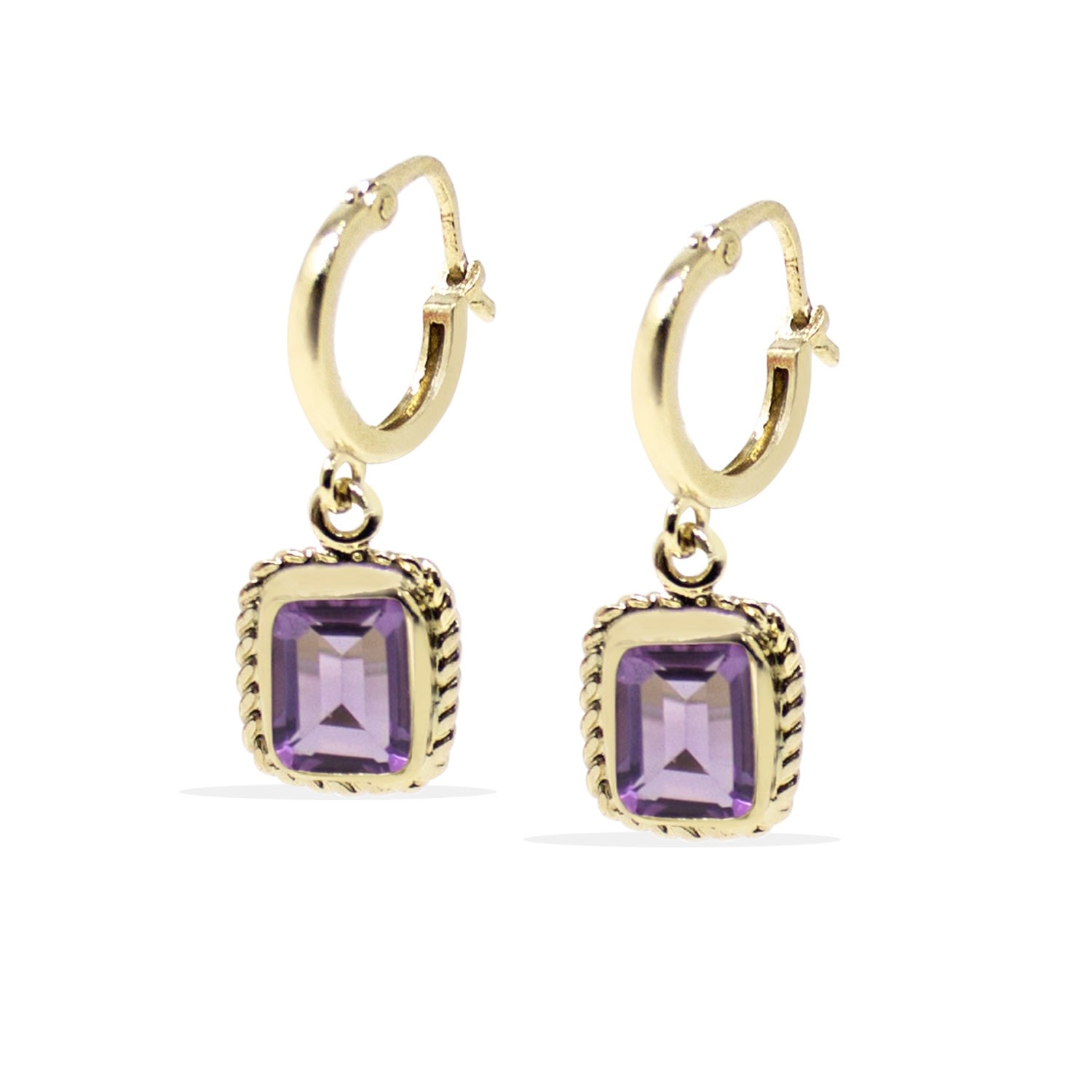 Women’s Pink / Purple / Gold Luccichio Gold Vermeil Amethyst Hoop Earrings Vintouch Italy