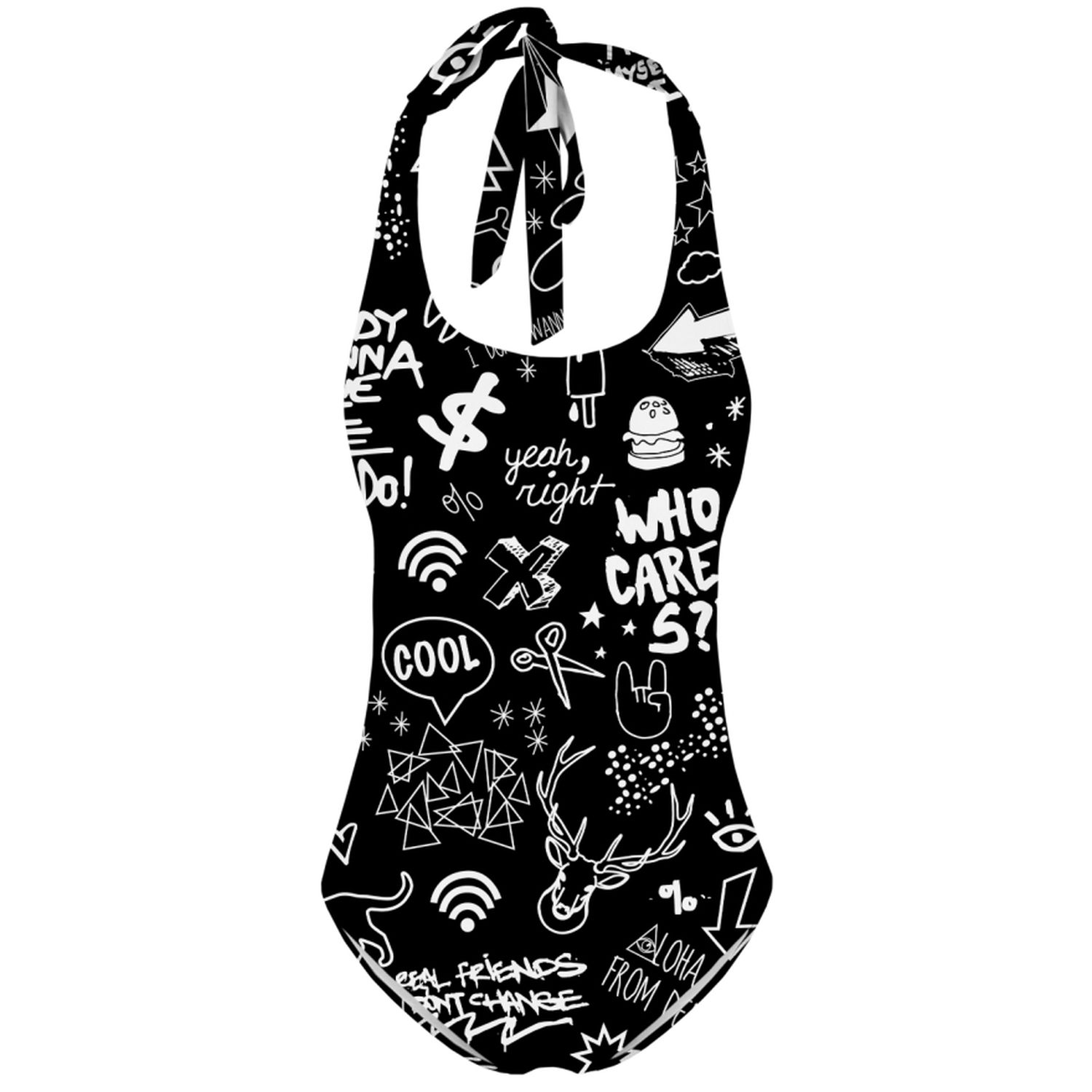 Aloha From Deer Women's Black Doodles Swimsuit In Black