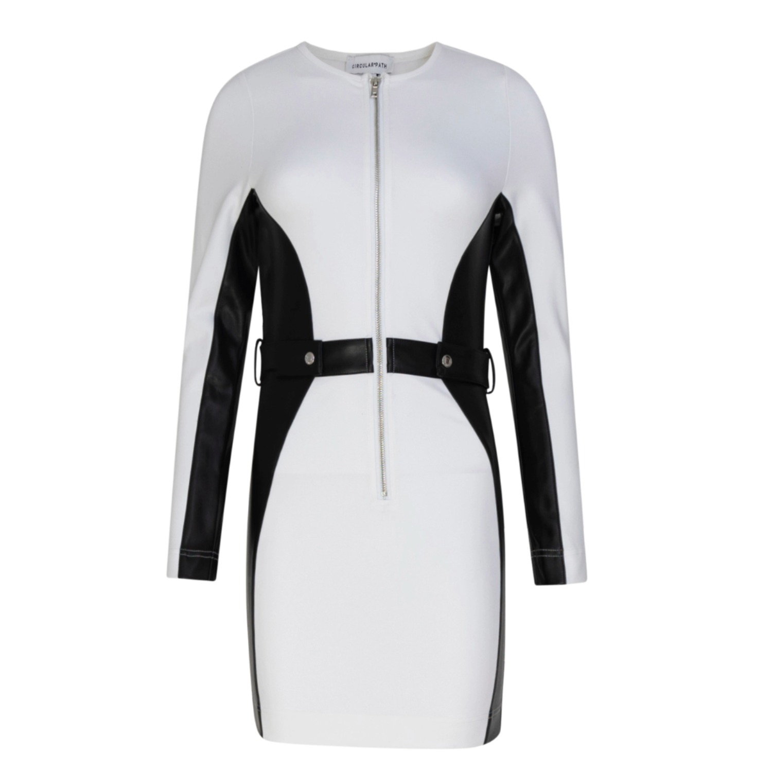 white denim bodycon dress Panel Denim Bodycon Dress - White-Black | CIRCULAR PATH