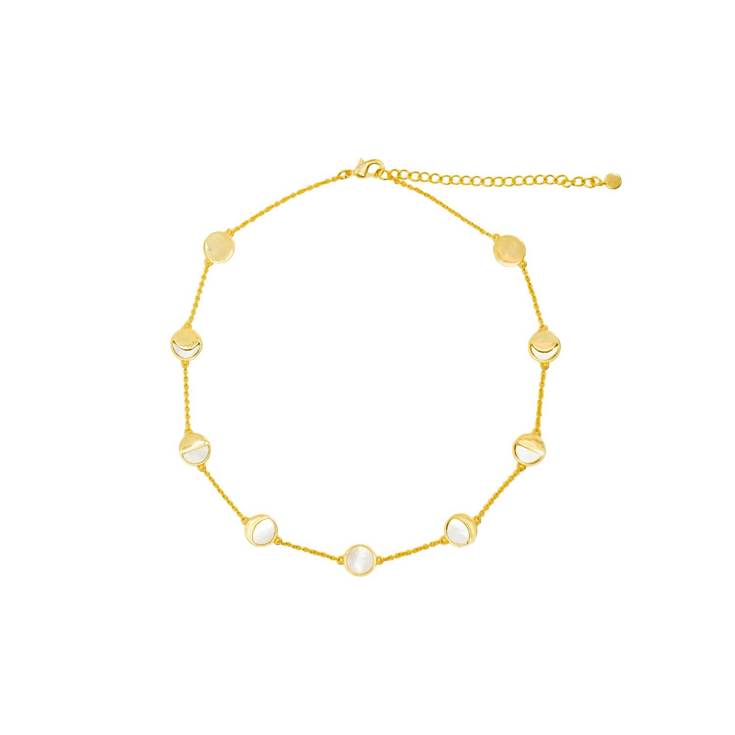 Women’s White / Gold Goldplated Moon Circulation Chocker Lavani Jewels