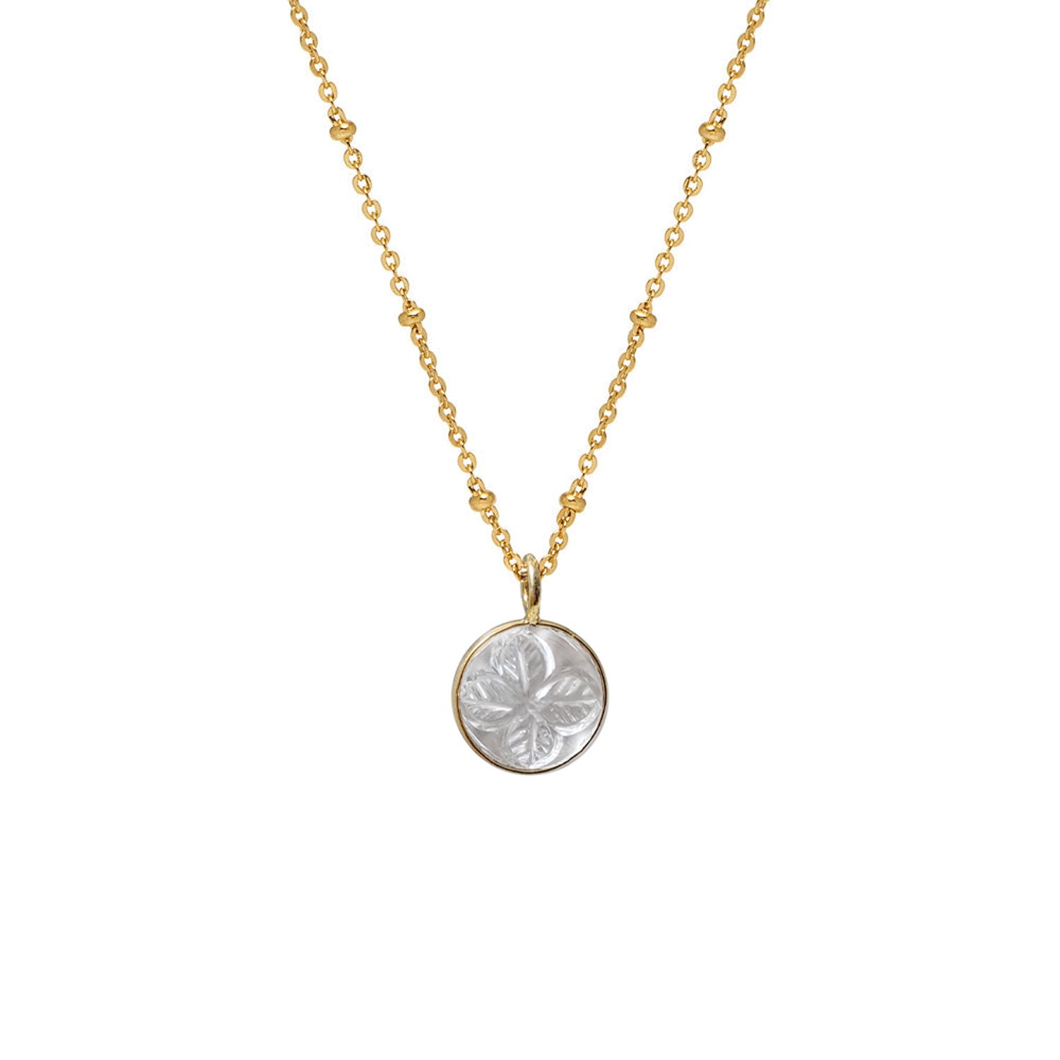 Mirabelle Jewellery Women's Neutrals Carved Rock Crystal Ball Pendant On Long Satellite Chain In Gold
