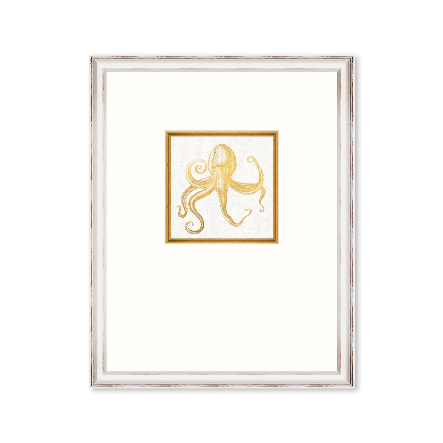 White / Gold Mediterranean Gems - Octopus Framed Linen Mindthegap