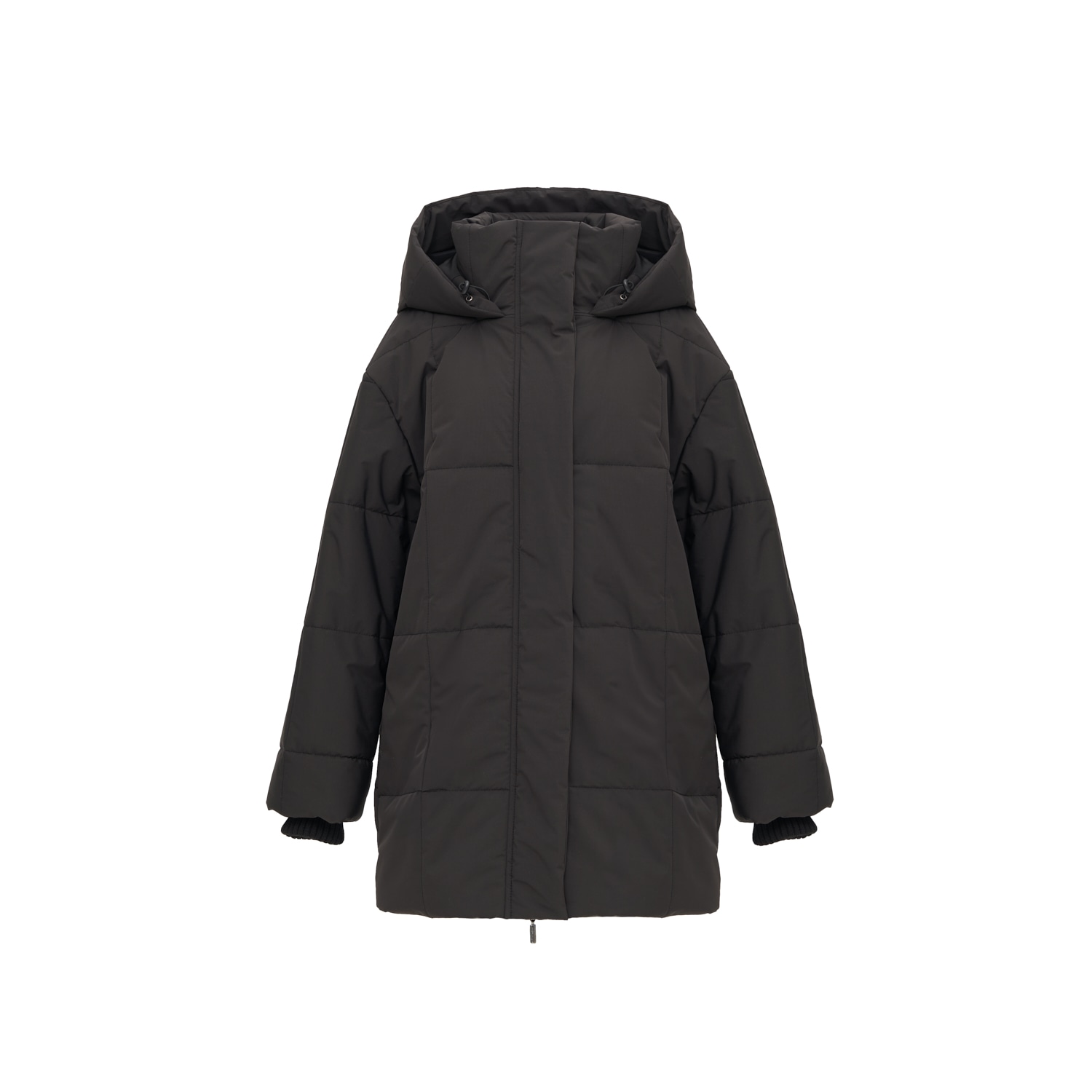 Inavati Women's Black Quilted Graffiti Short Coat With Hood In Black