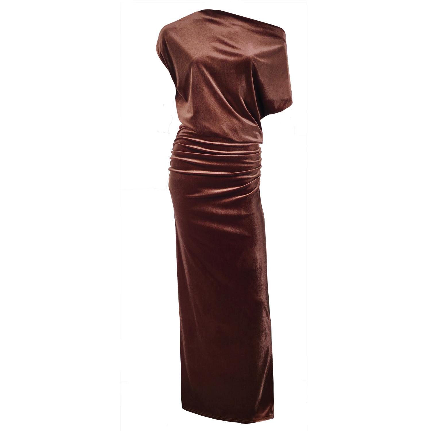 Me&thee Women's Orange / Neutrals Over And Out Copper Velvet Maxi Dress In Brown