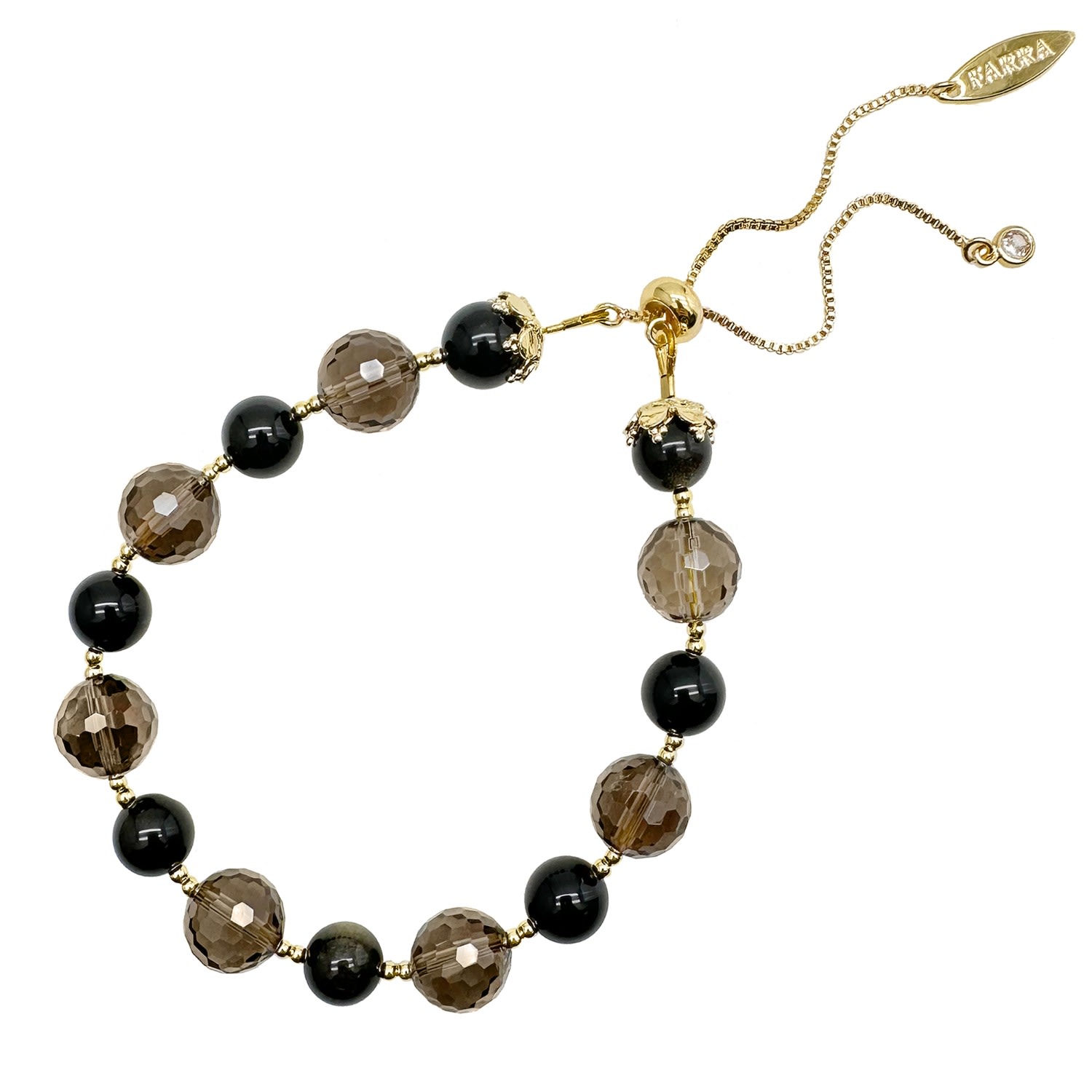 Women’s Timeless Black Smoky Quartz Adjustable Bracelet Farra