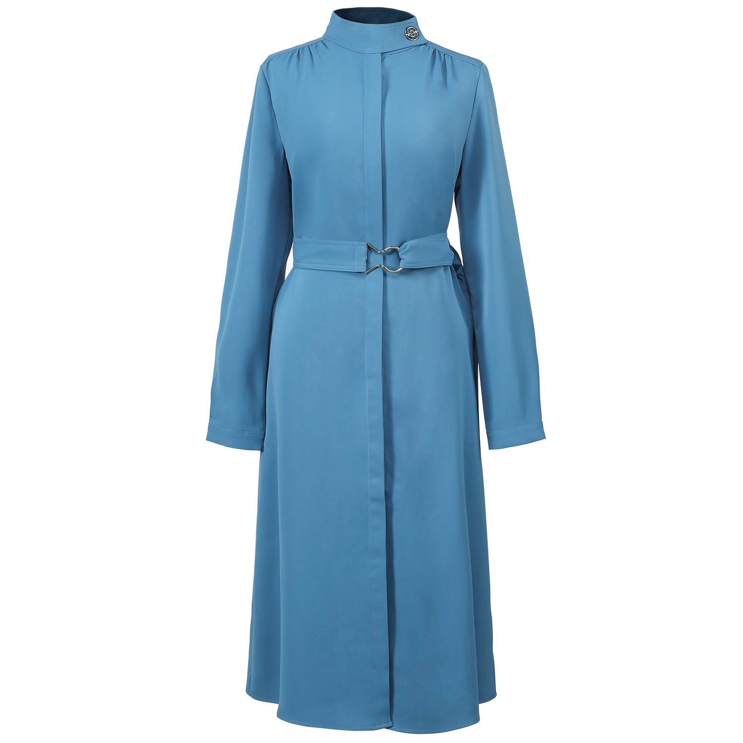 Smart And Joy Women's High Neck And Long Sleeves Shirt-dress - Blue In Blue